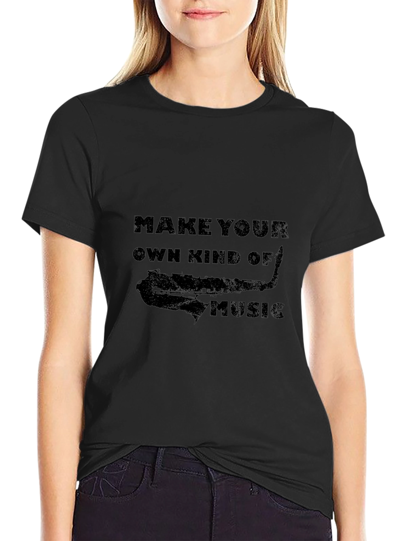 Saxophone Music Graphic T-Shirt - Black