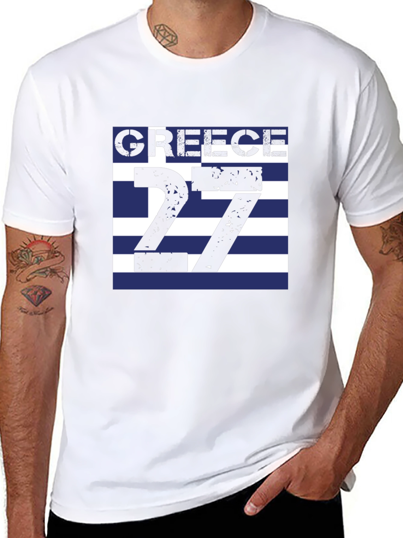 Greece Flag T-Shirt - Number 27 Greek Pride