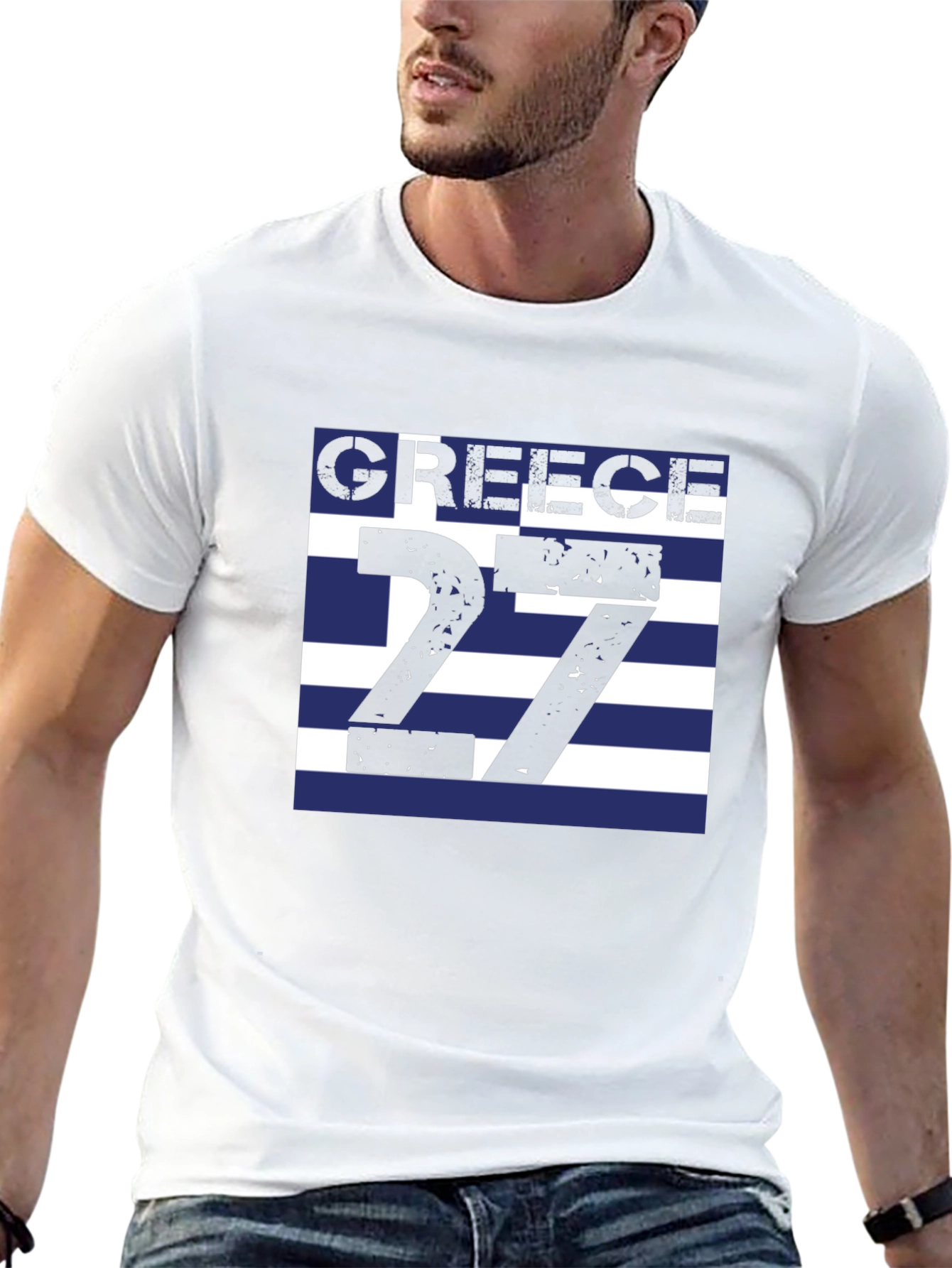 Greece Flag T-Shirt - Number 27 Greek Pride