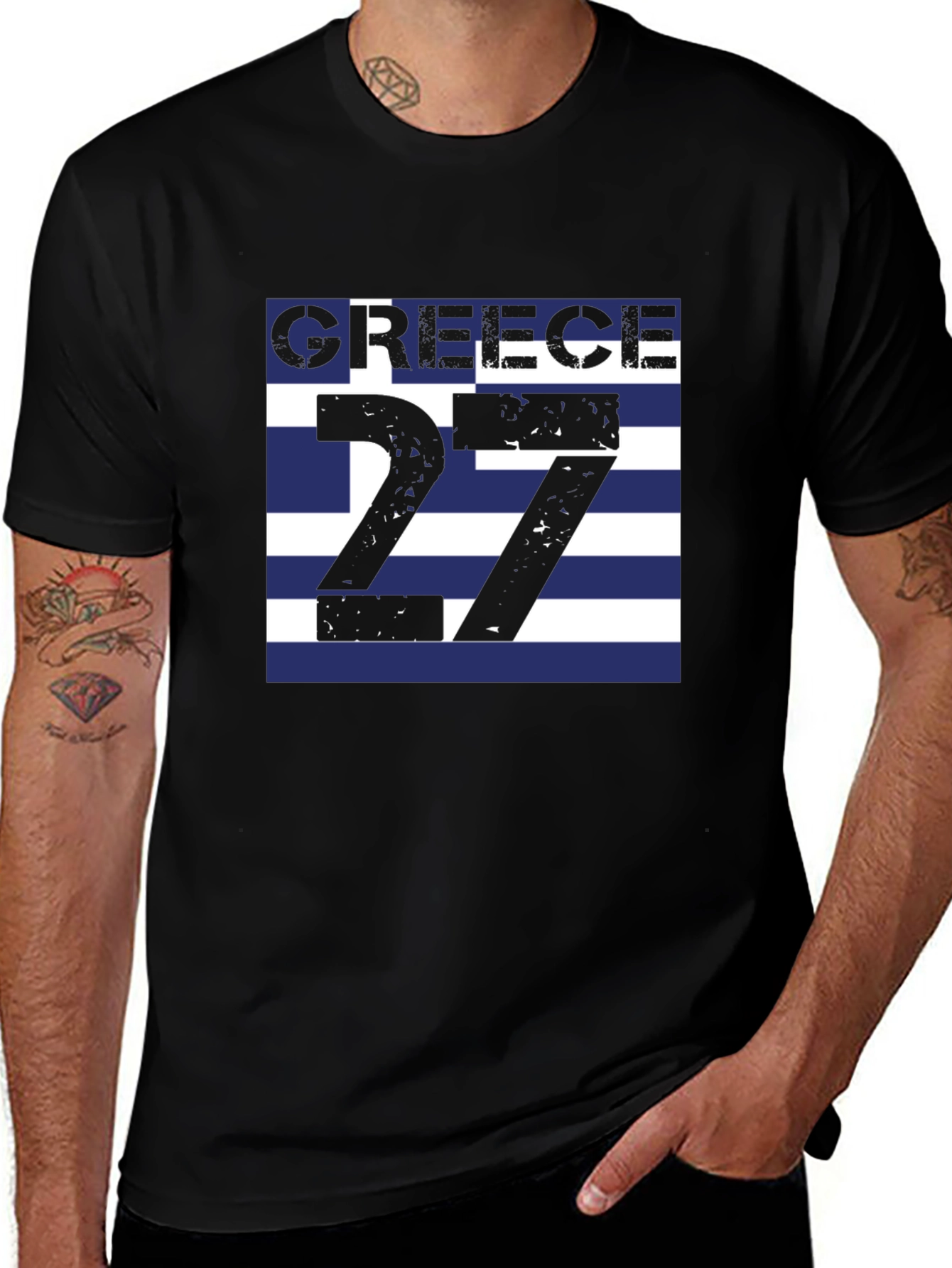 Greece Flag T-Shirt - Number 27 Greek Pride