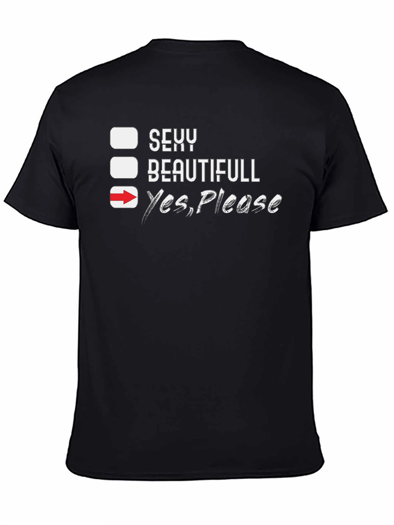 Funny Yes Please Graphic Tee - Black