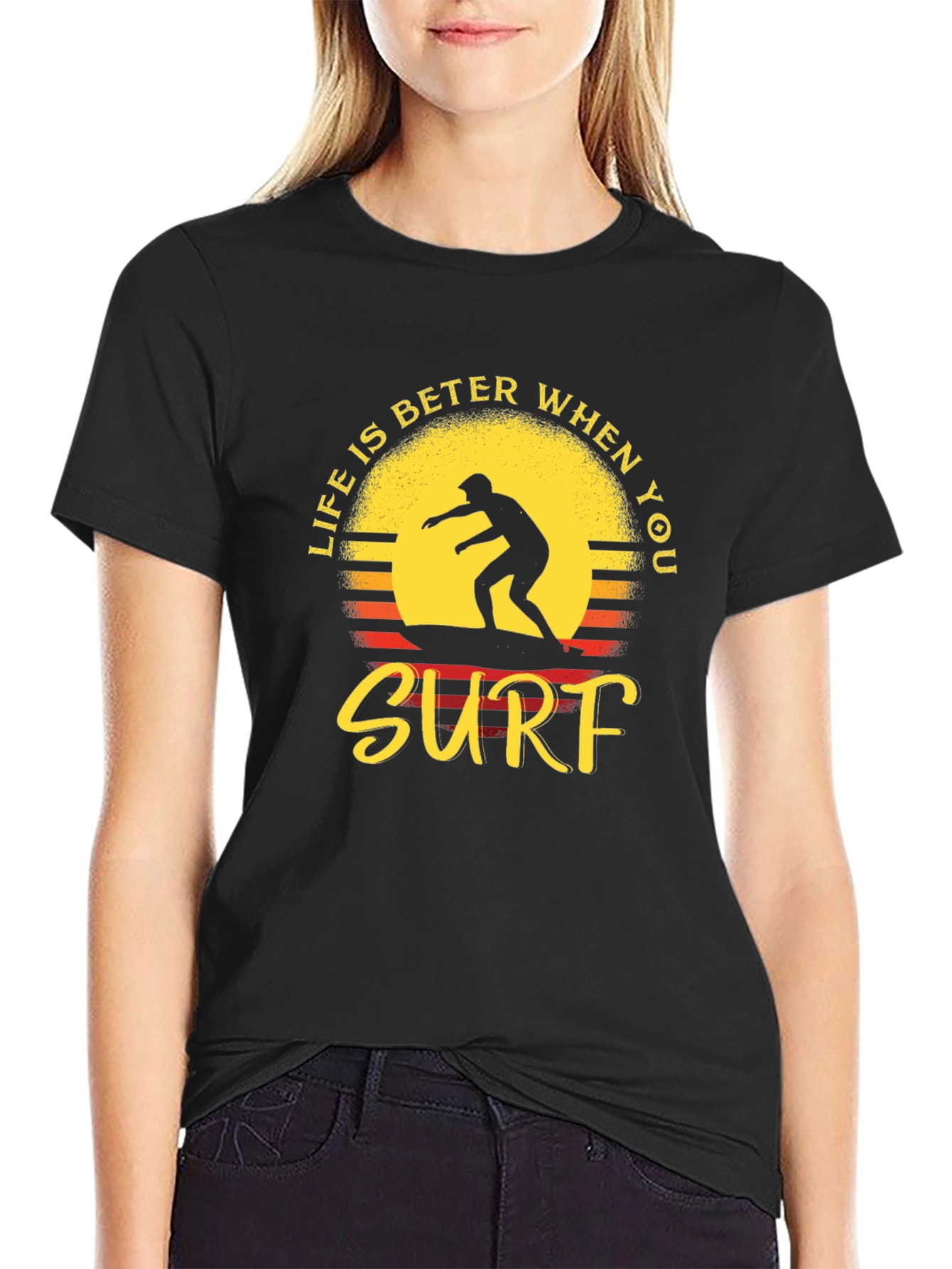 Life is Better When You Surf Black T-Shirt