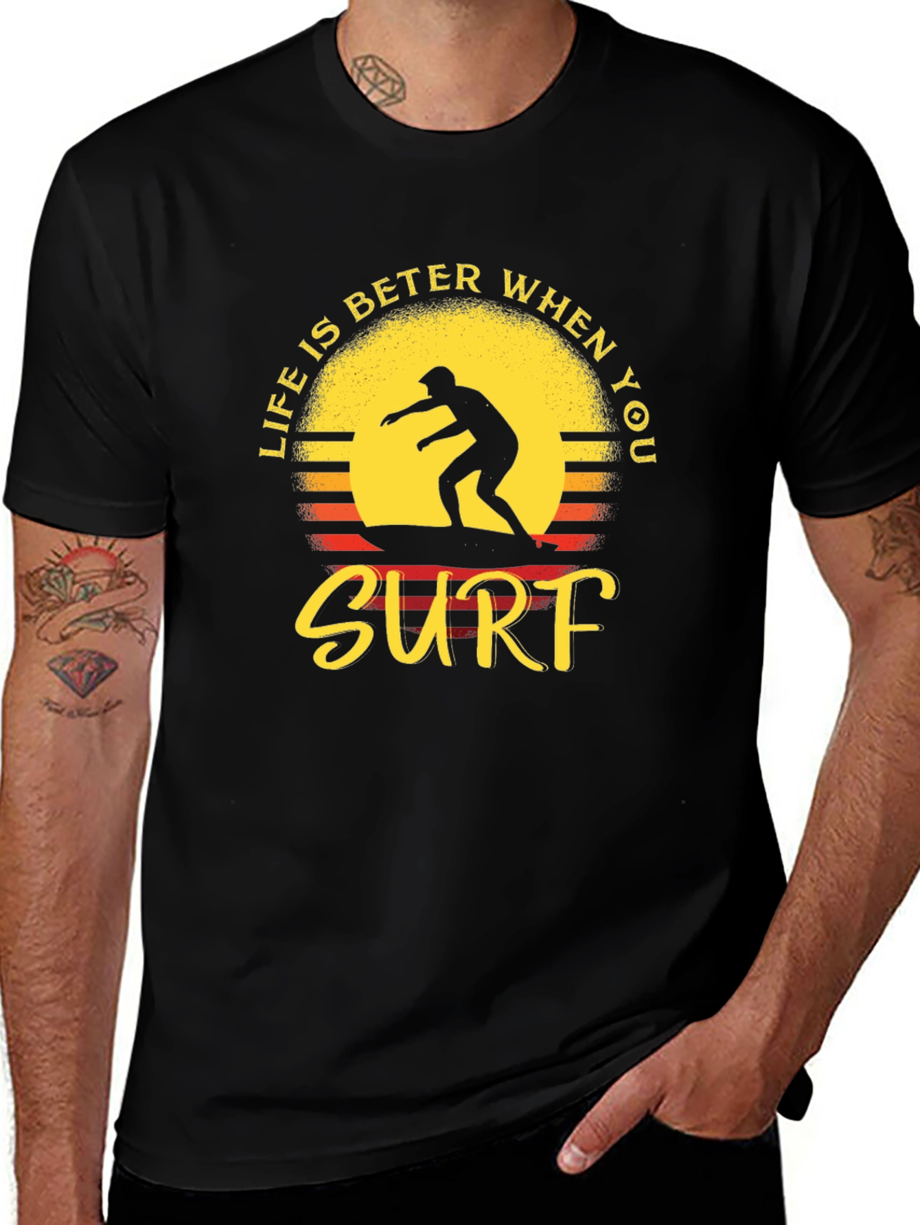 Life is Better When You Surf Black T-Shirt