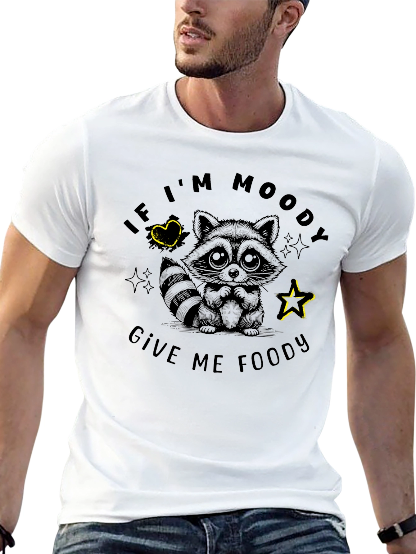 Moody Raccoon Graphic T-Shirt - Unisex Cotton Tee
