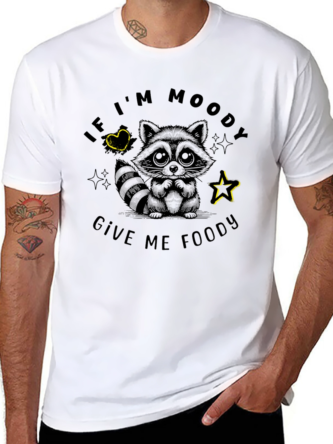 Moody Raccoon Graphic T-Shirt - Unisex Cotton Tee