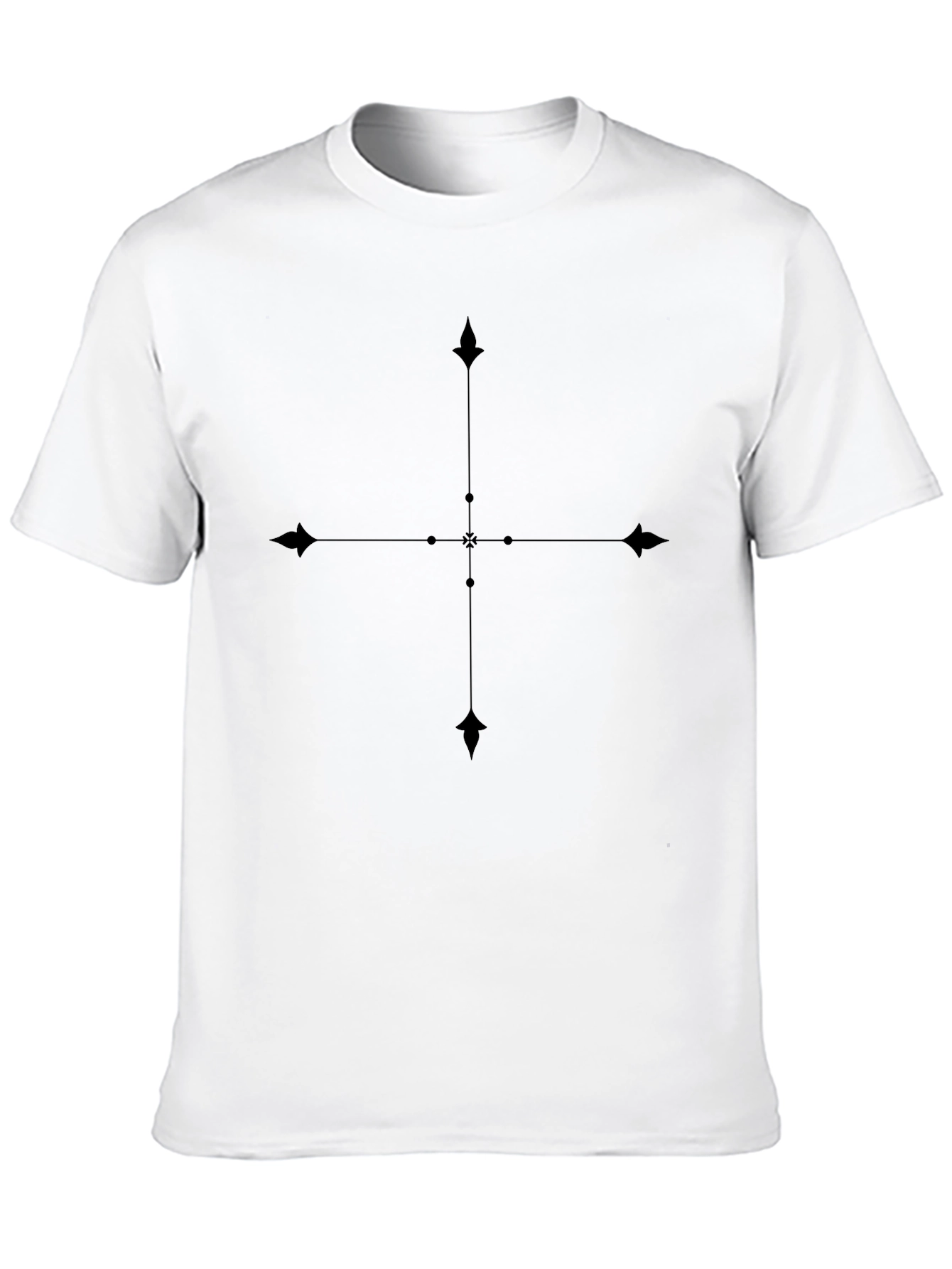 Mens Black T-Shirt with Geometric Cross Design