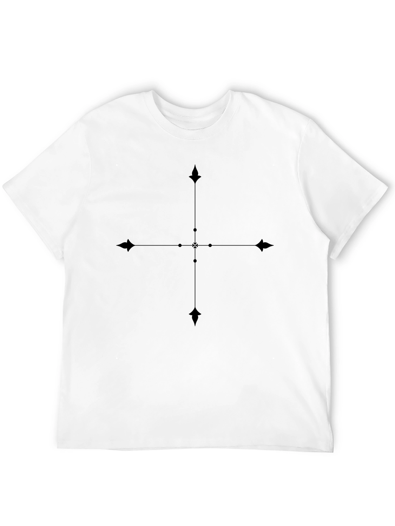Mens Black T-Shirt with Geometric Cross Design