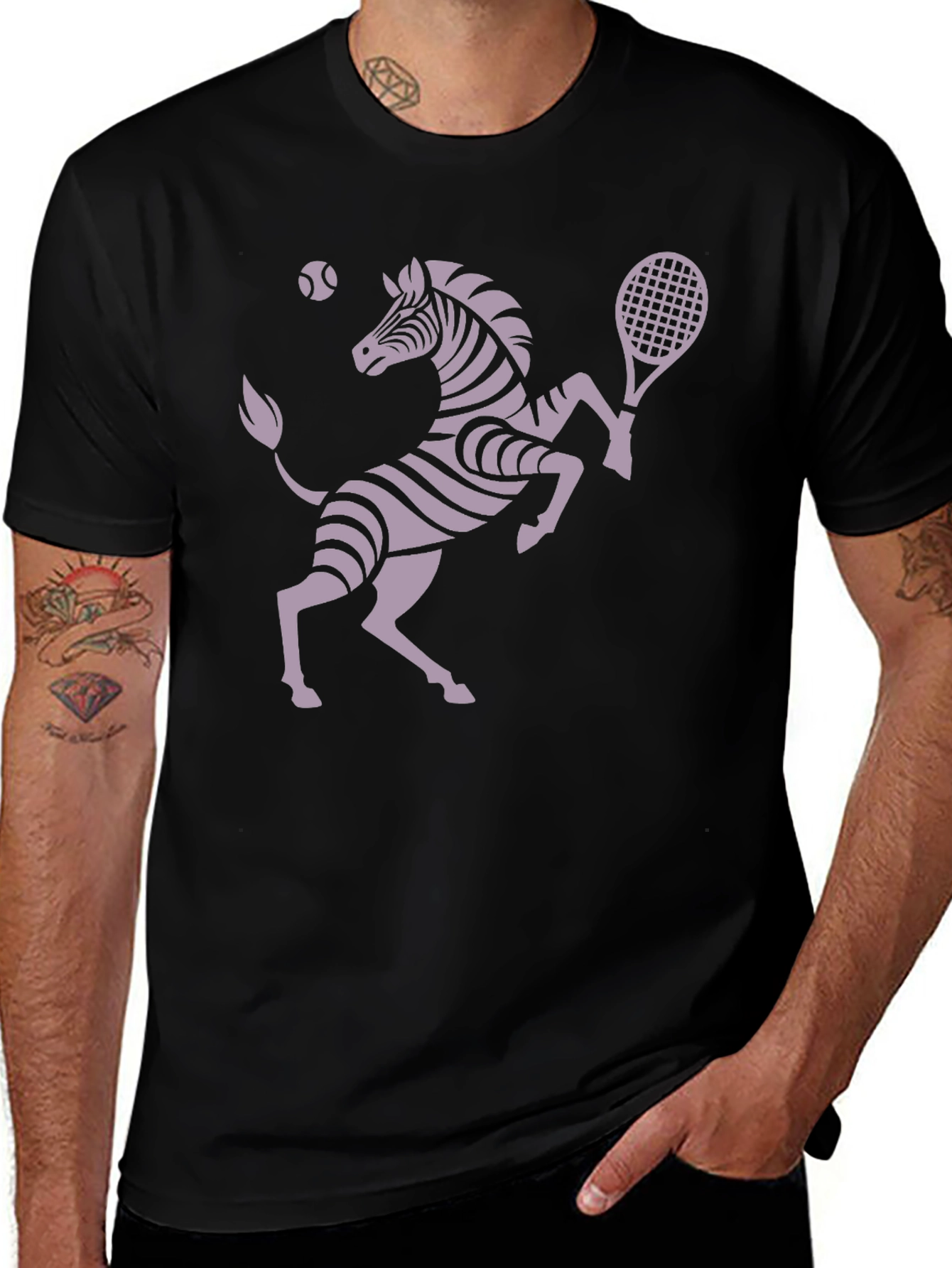 Zebra Tennis Player Graphic T-Shirt - Unique Design!