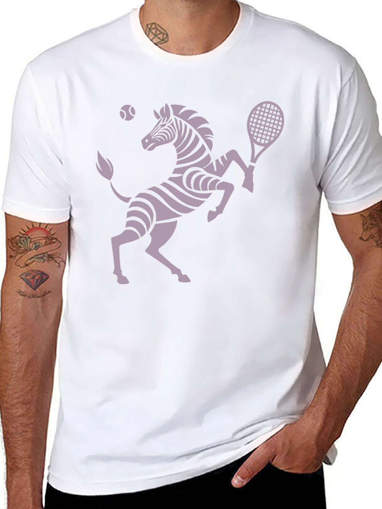 Zebra Tennis Player Graphic T-Shirt - Unique Design!
