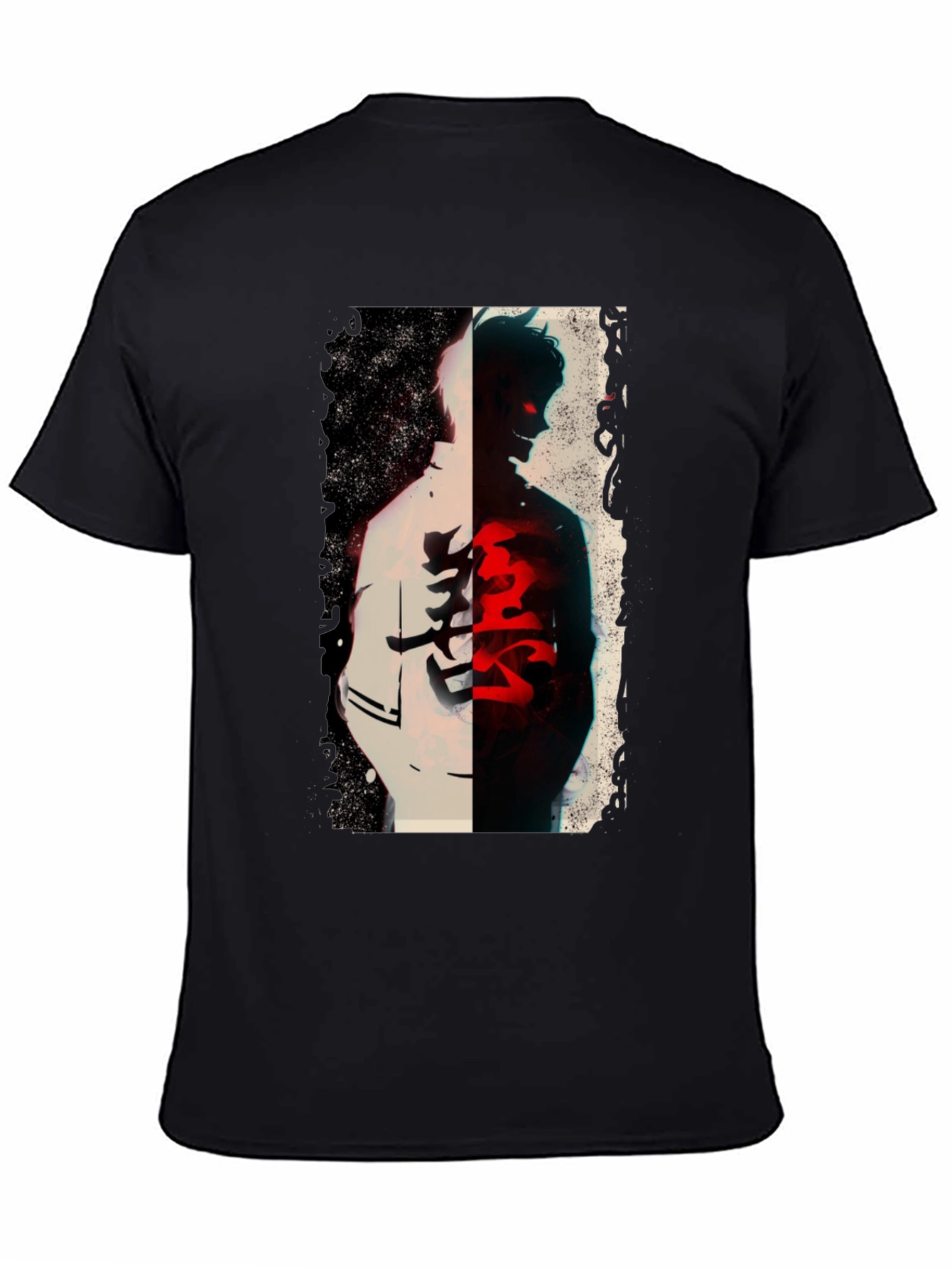 Anime Graphic Print Black T-Shirt