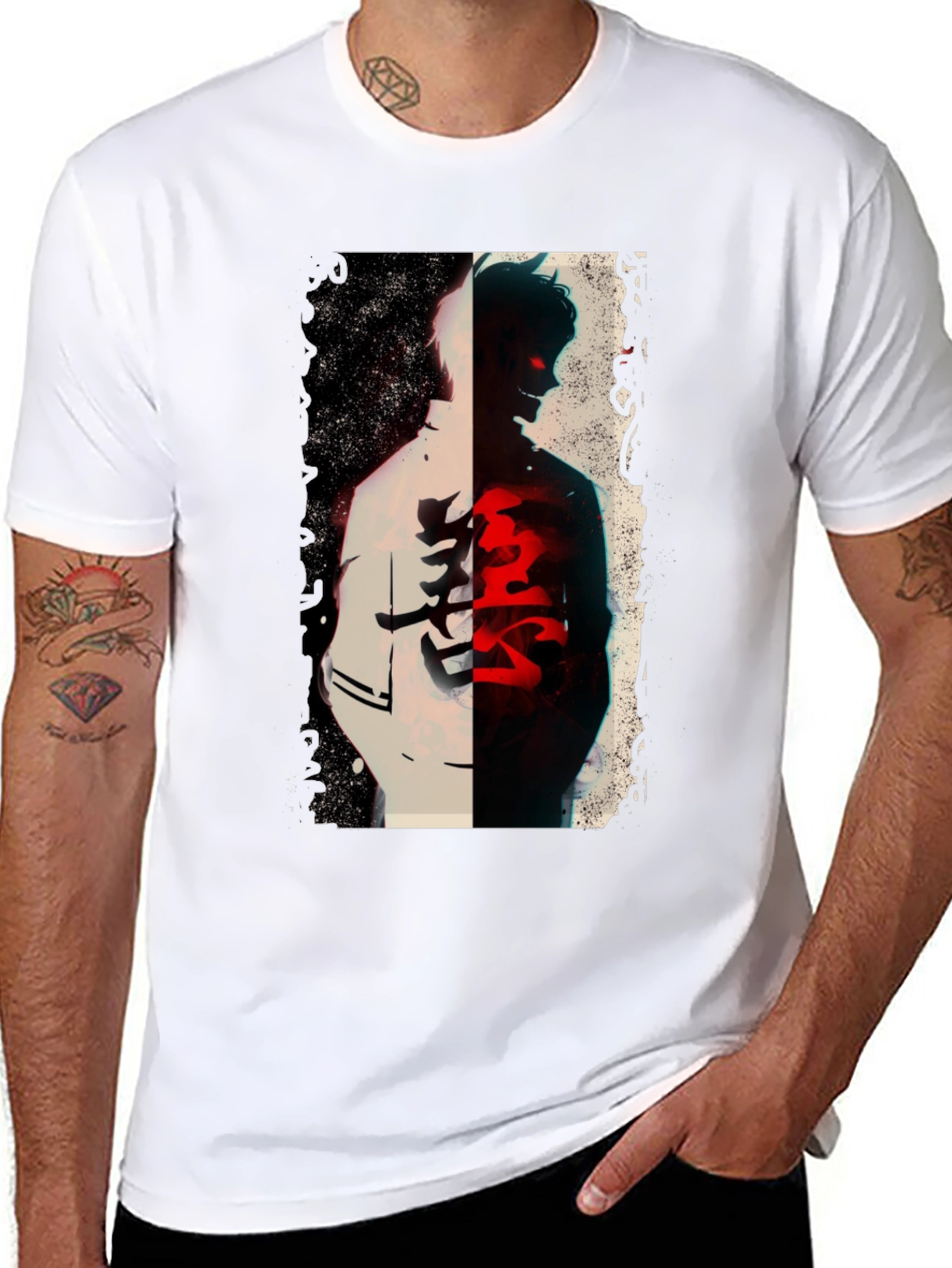 Anime Graphic Print Black T-Shirt