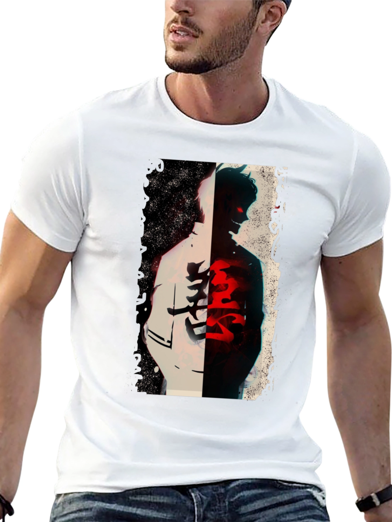 Anime Graphic Print Black T-Shirt