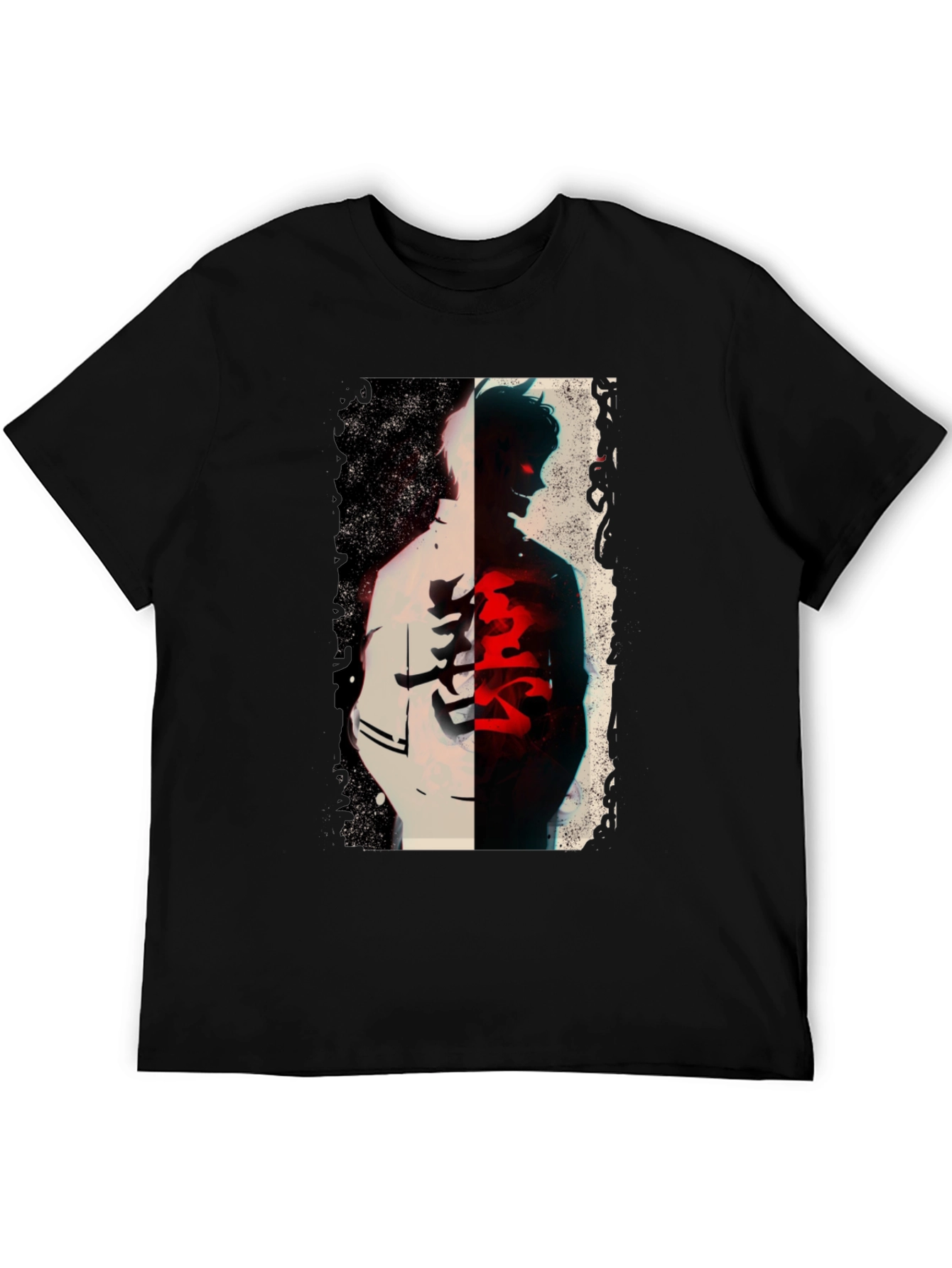 Anime Graphic Print Black T-Shirt