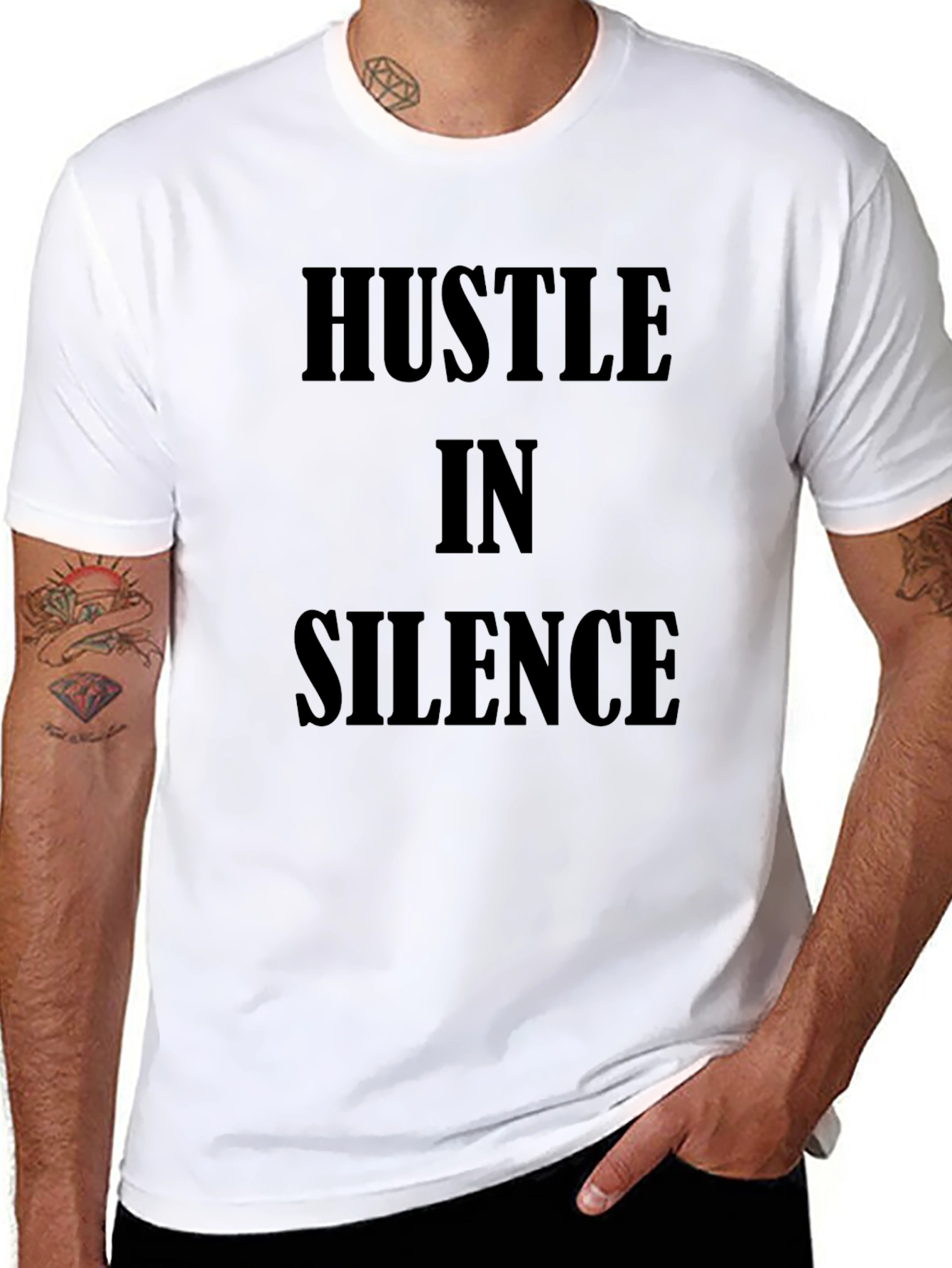 Hustle In Silence Black Graphic Tee
