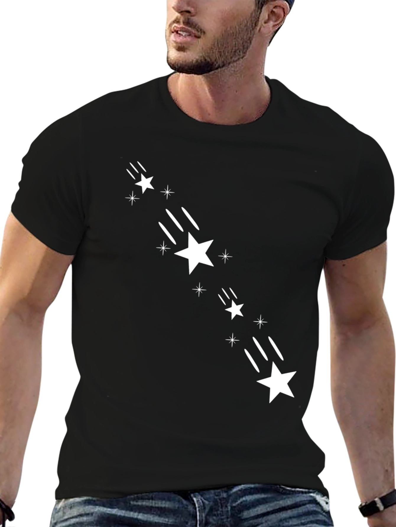 Shooting Star Graphic Tee - Black Cotton Comfort