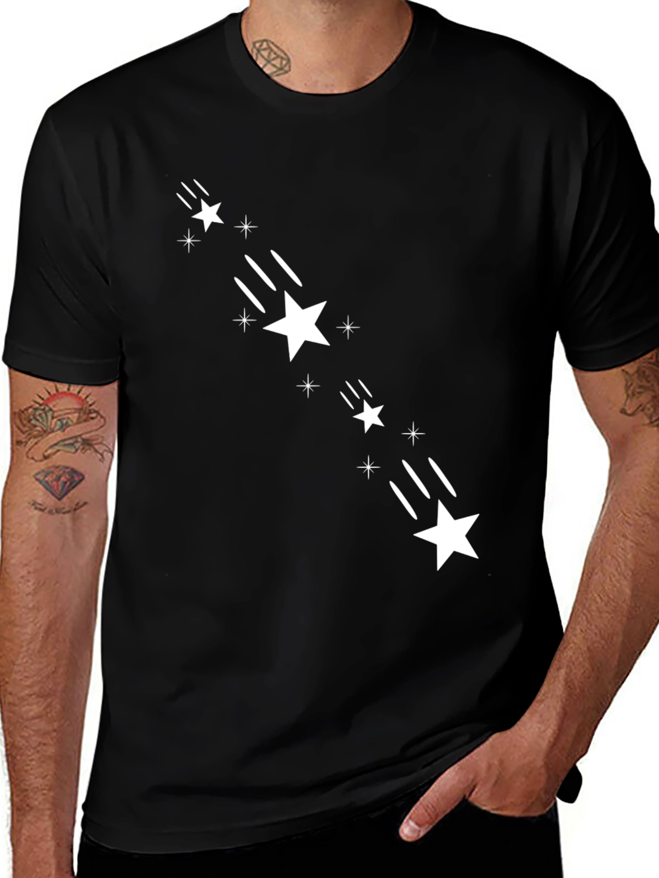 Shooting Star Graphic Tee - Black Cotton Comfort