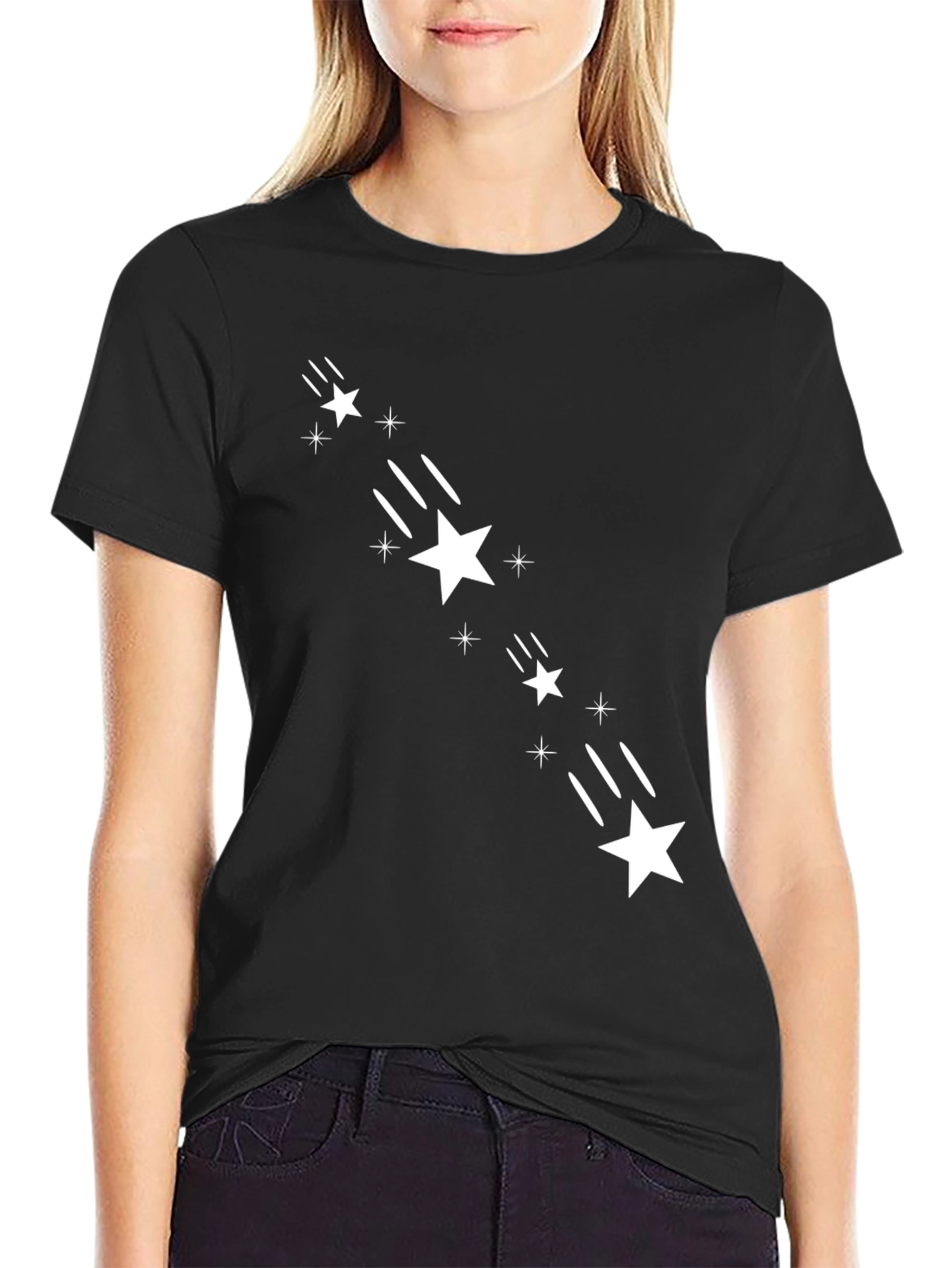 Shooting Star Graphic Tee - Black Cotton Comfort