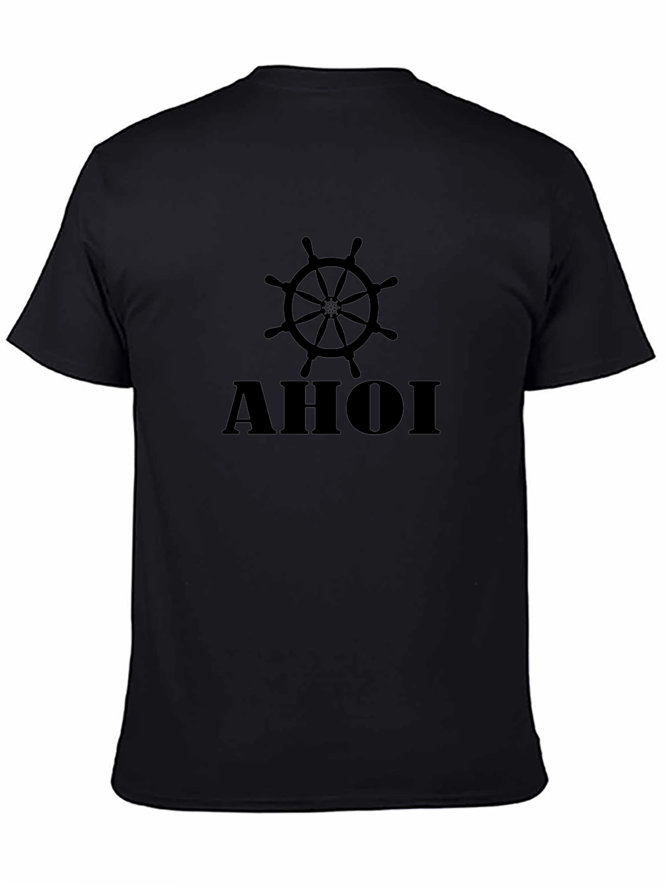 AHOI Nautical Wheel Black T-Shirt