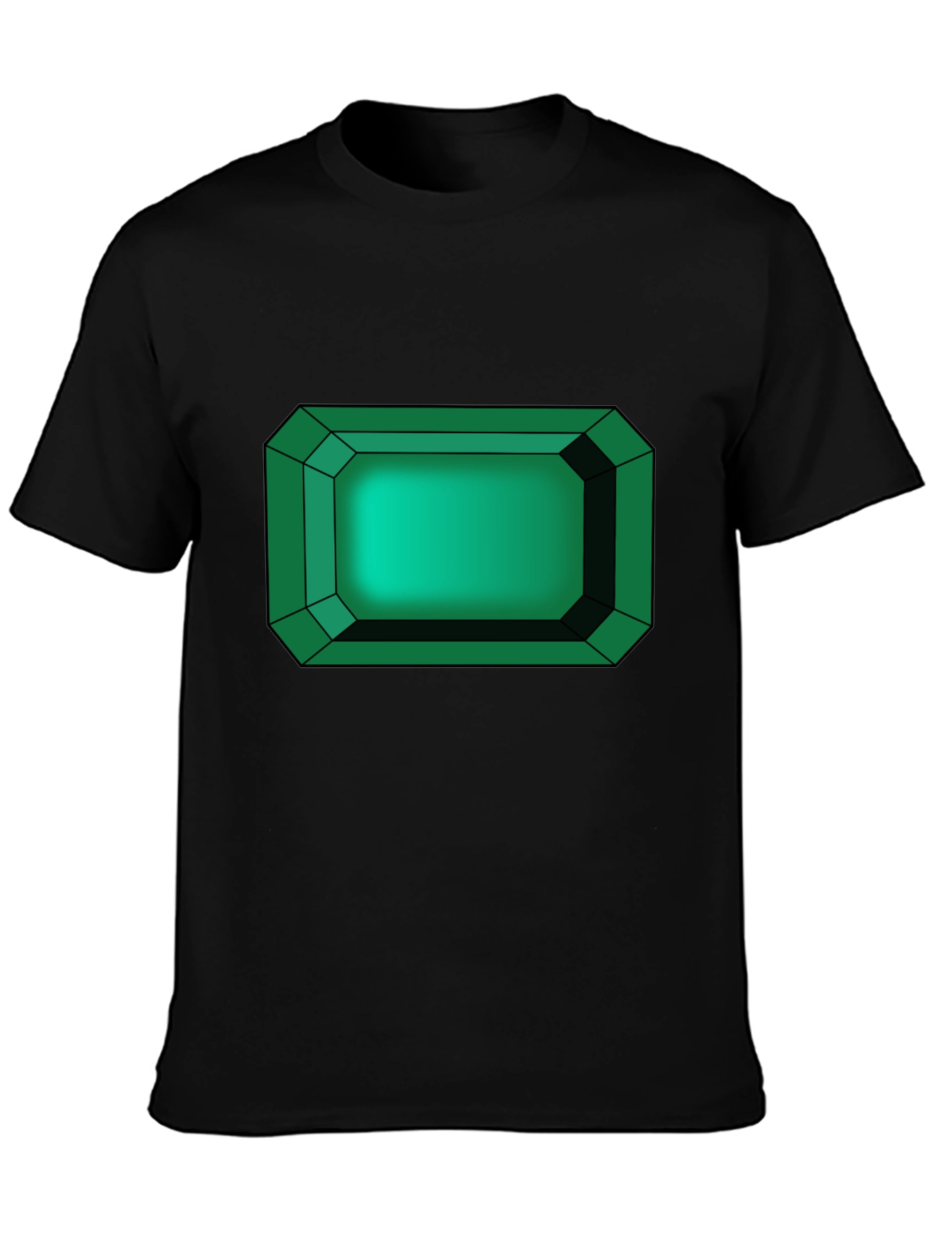 Emerald Gemstone Graphic Tee - Black Cotton T-Shirt