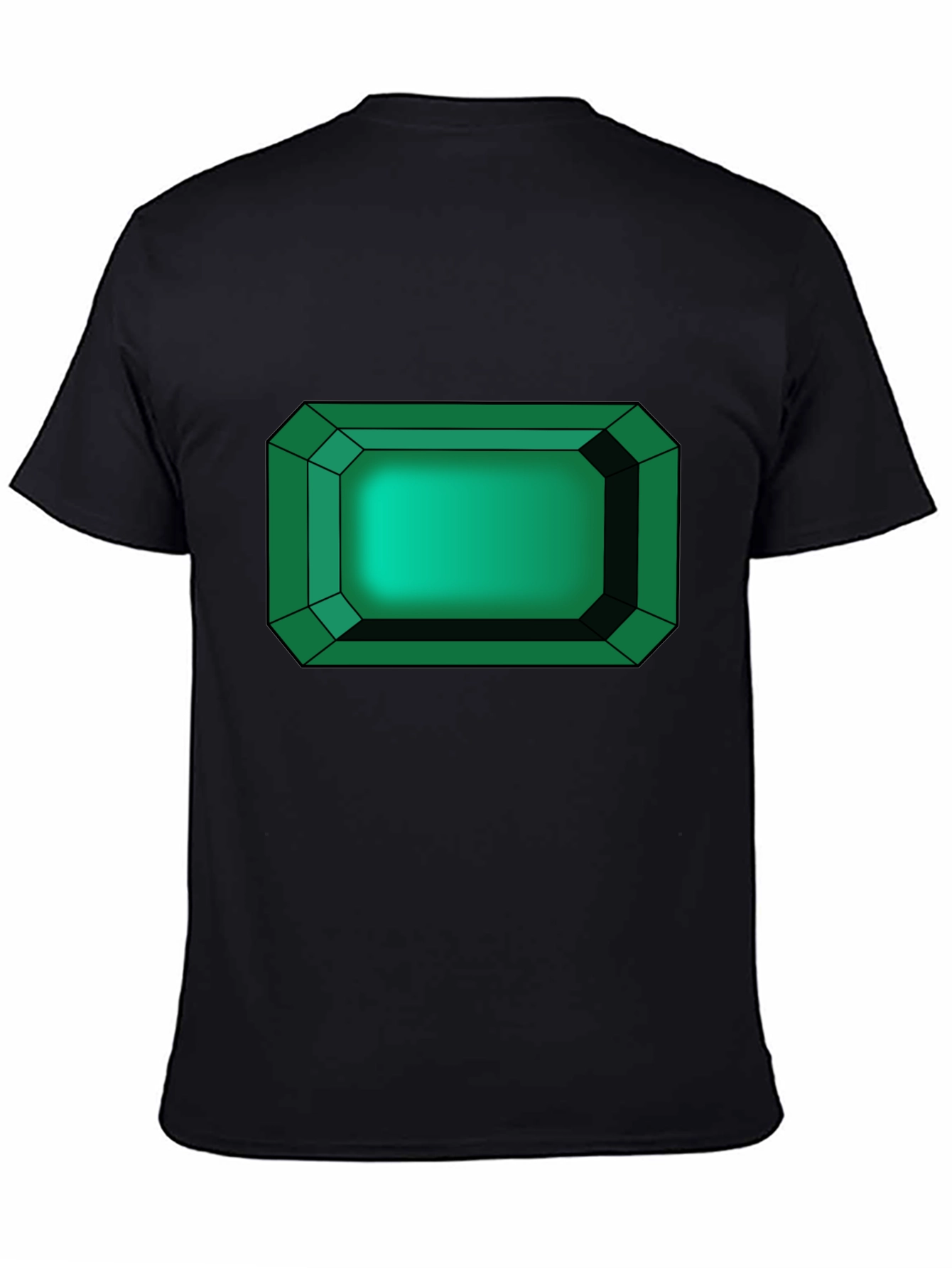 Emerald Gemstone Graphic Tee - Black Cotton T-Shirt