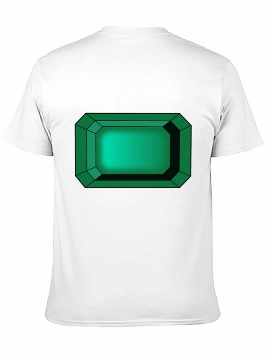 Emerald Gemstone Graphic Tee - Black Cotton T-Shirt