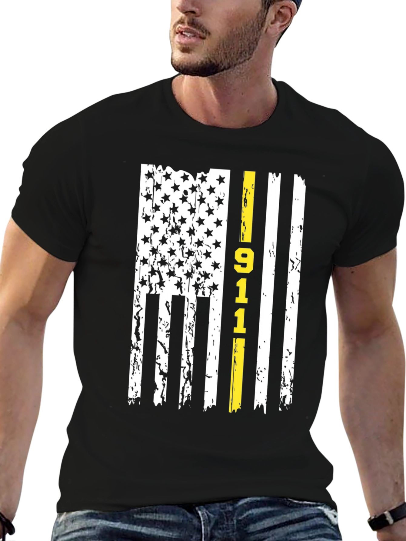 911 Dispatcher Thin Yellow Line American Flag T-Shirt