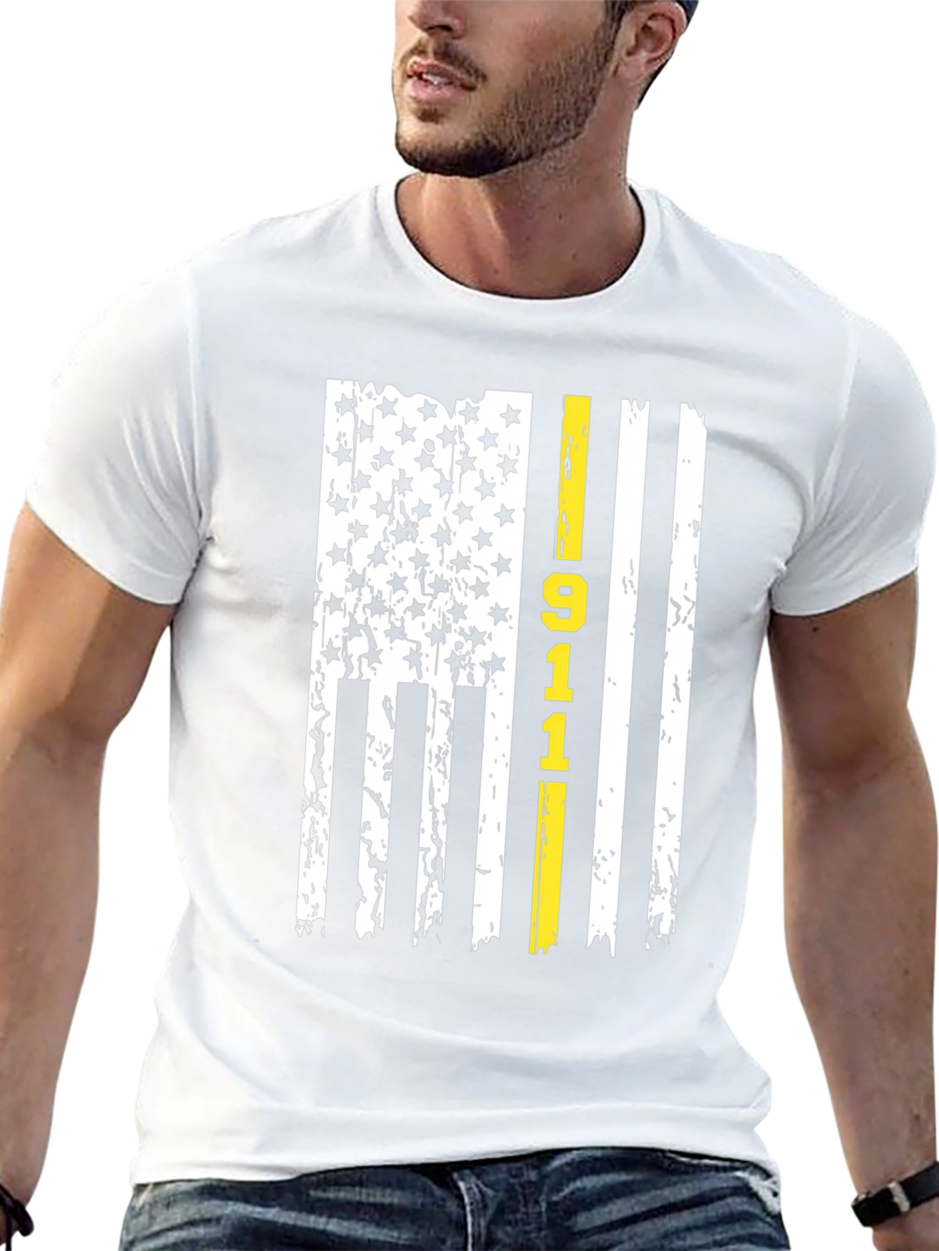 911 Dispatcher Thin Yellow Line American Flag T-Shirt