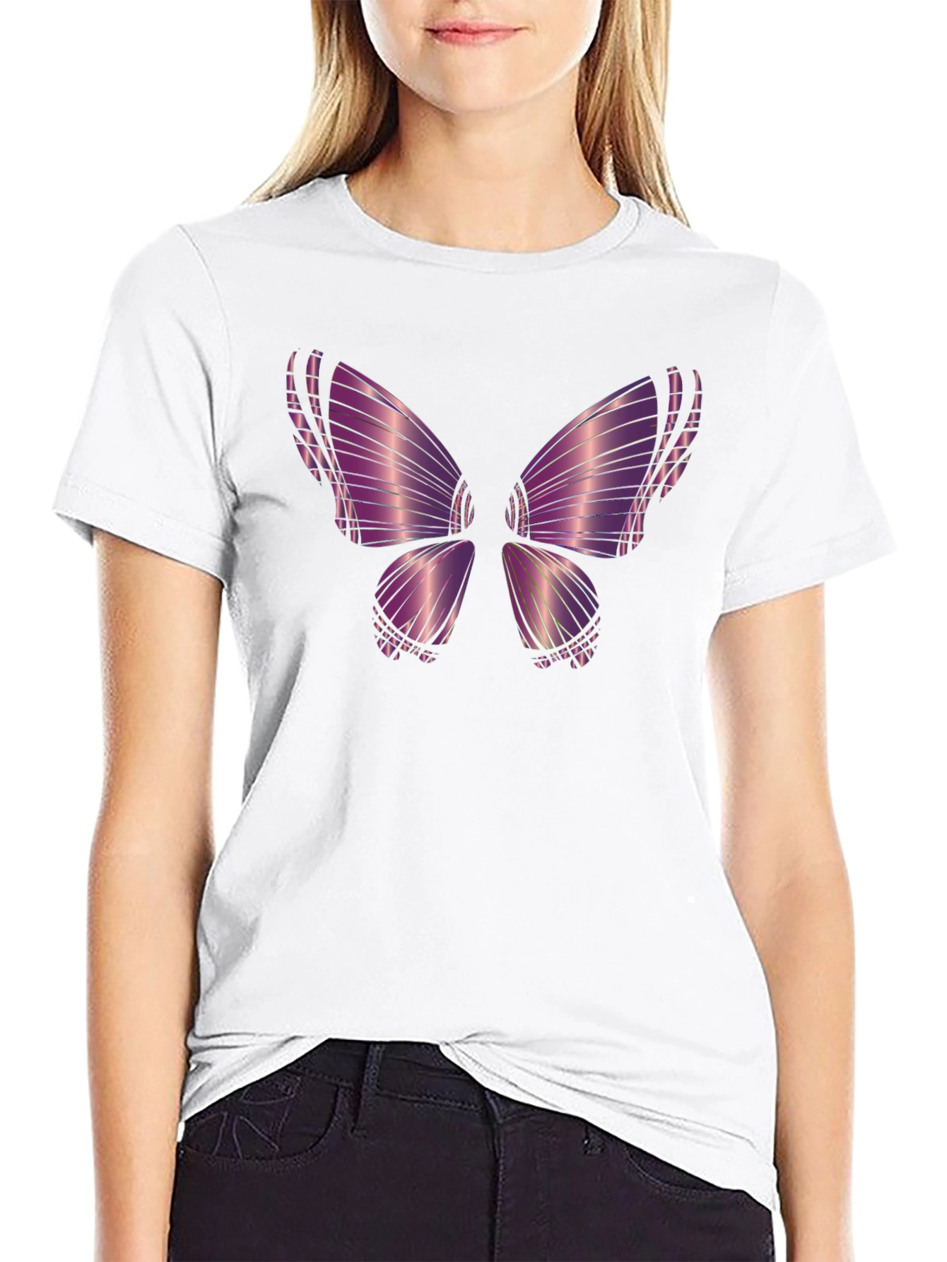 Purple Butterfly Graphic Tee - Stylish Mens T-Shirt