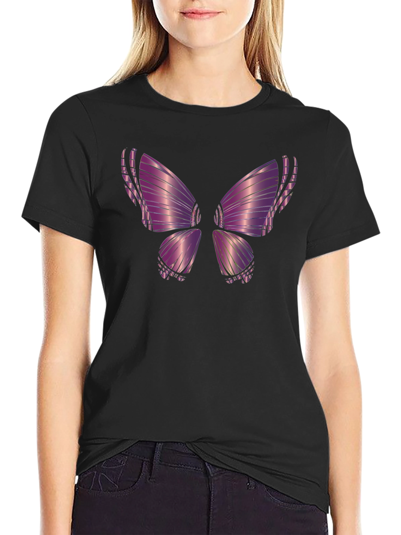 Purple Butterfly Graphic Tee - Stylish Mens T-Shirt