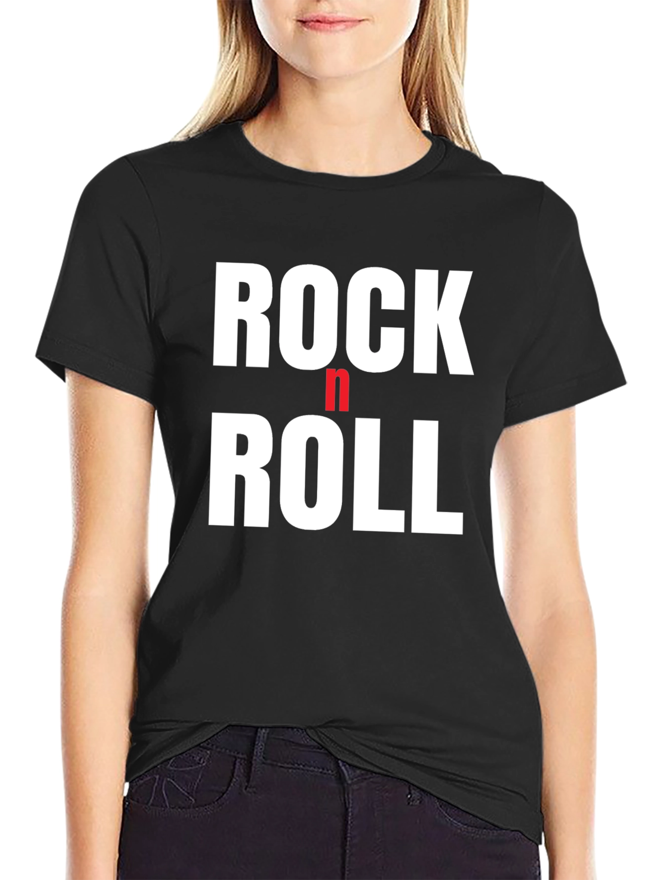 Rock n Roll Graphic Tee - Black Cotton T-Shirt