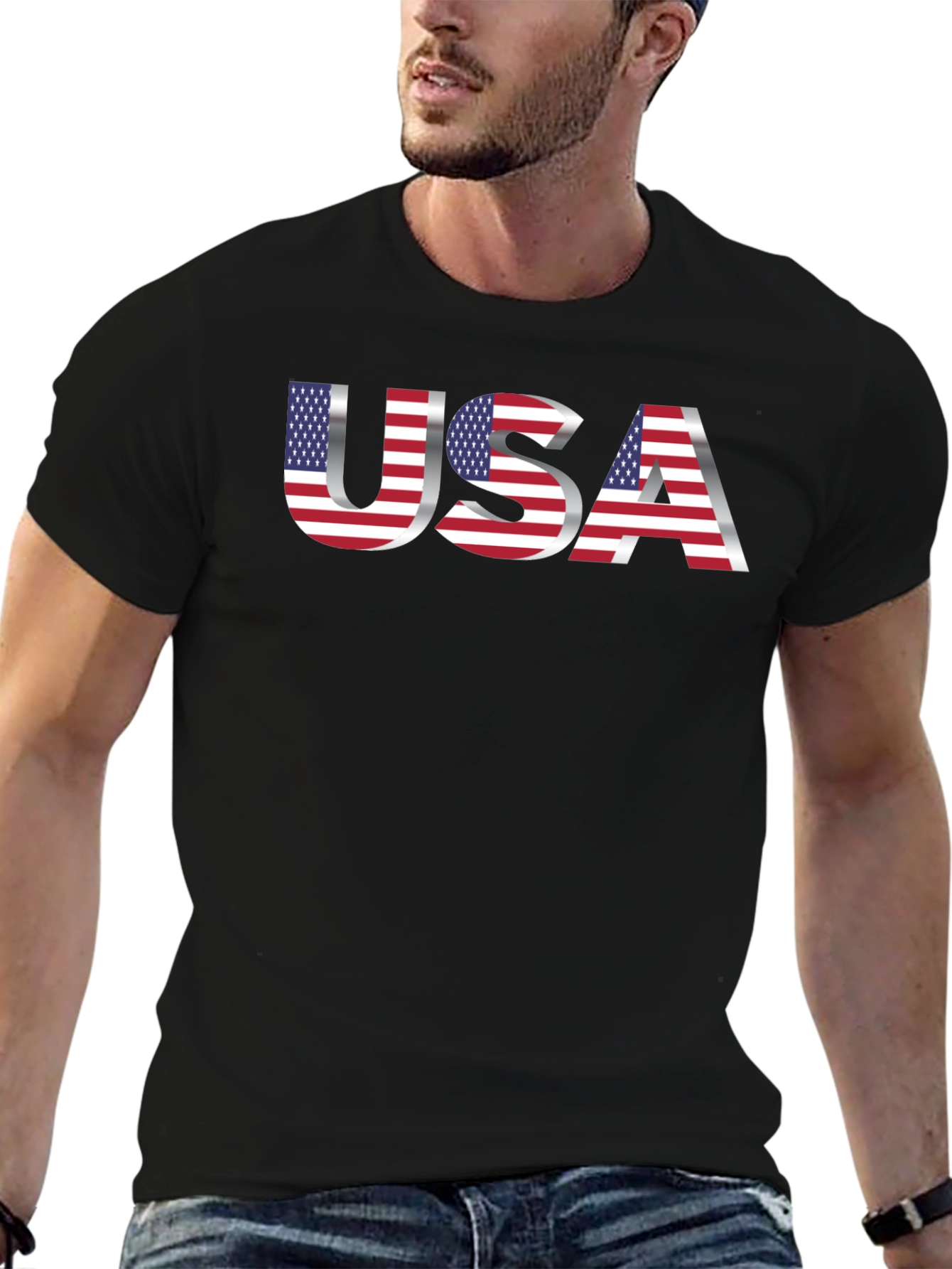 USA Flag Graphic Tee - Patriotic Mens T-Shirt