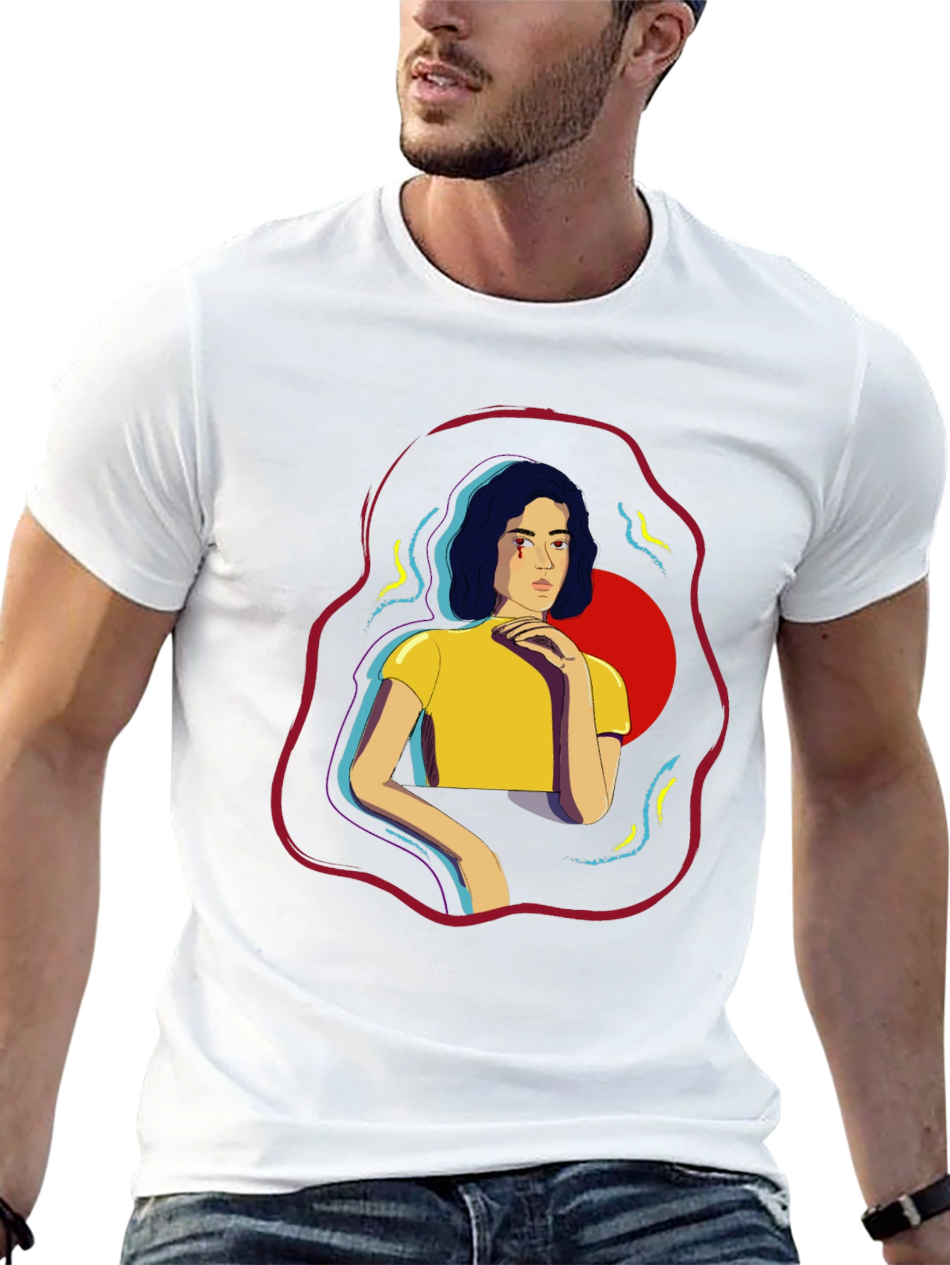 Graphic Print T-Shirt - Abstract Woman Design