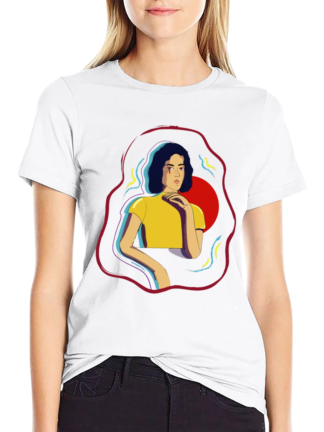 Graphic Print T-Shirt - Abstract Woman Design
