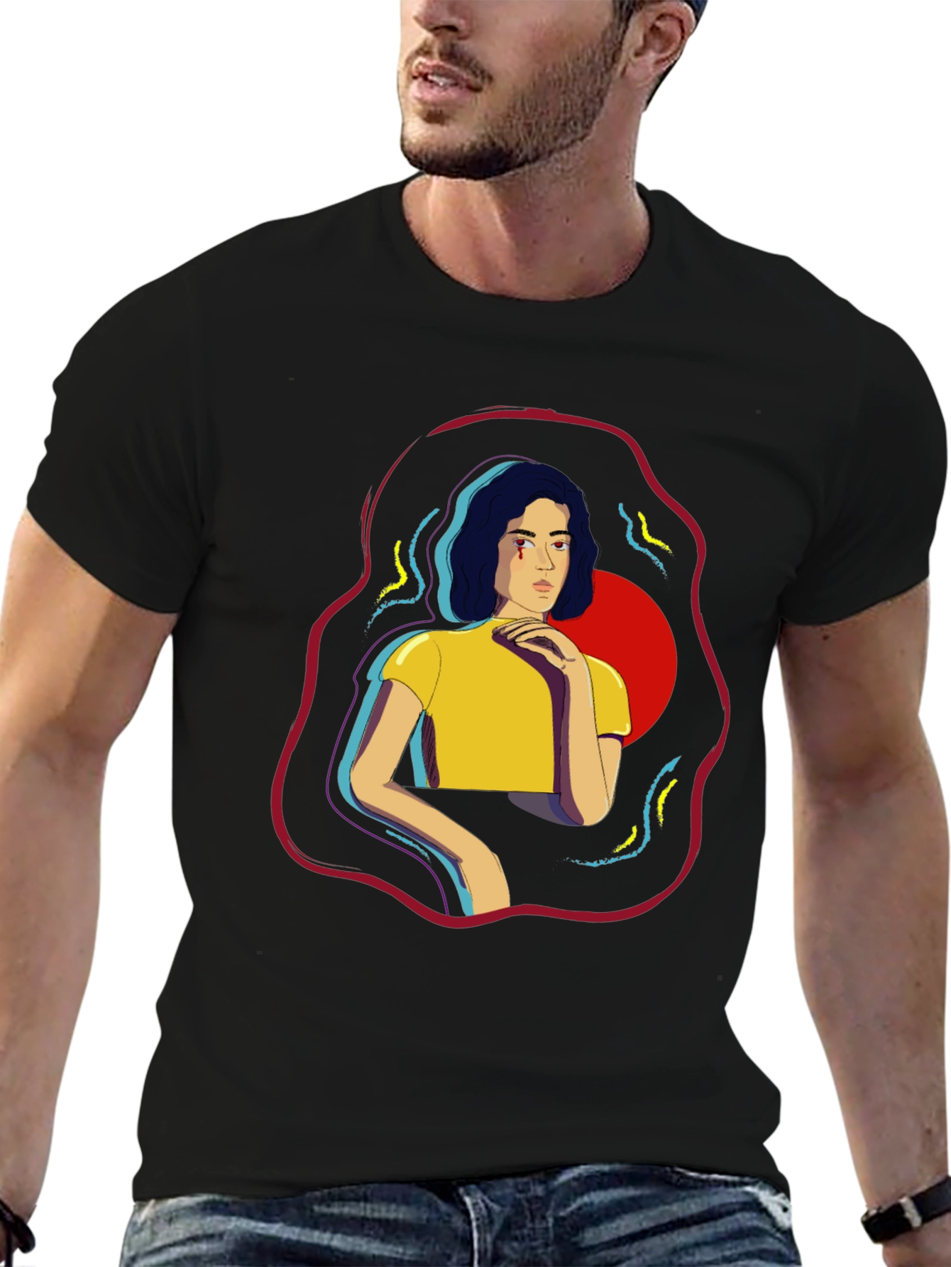 Graphic Print T-Shirt - Abstract Woman Design