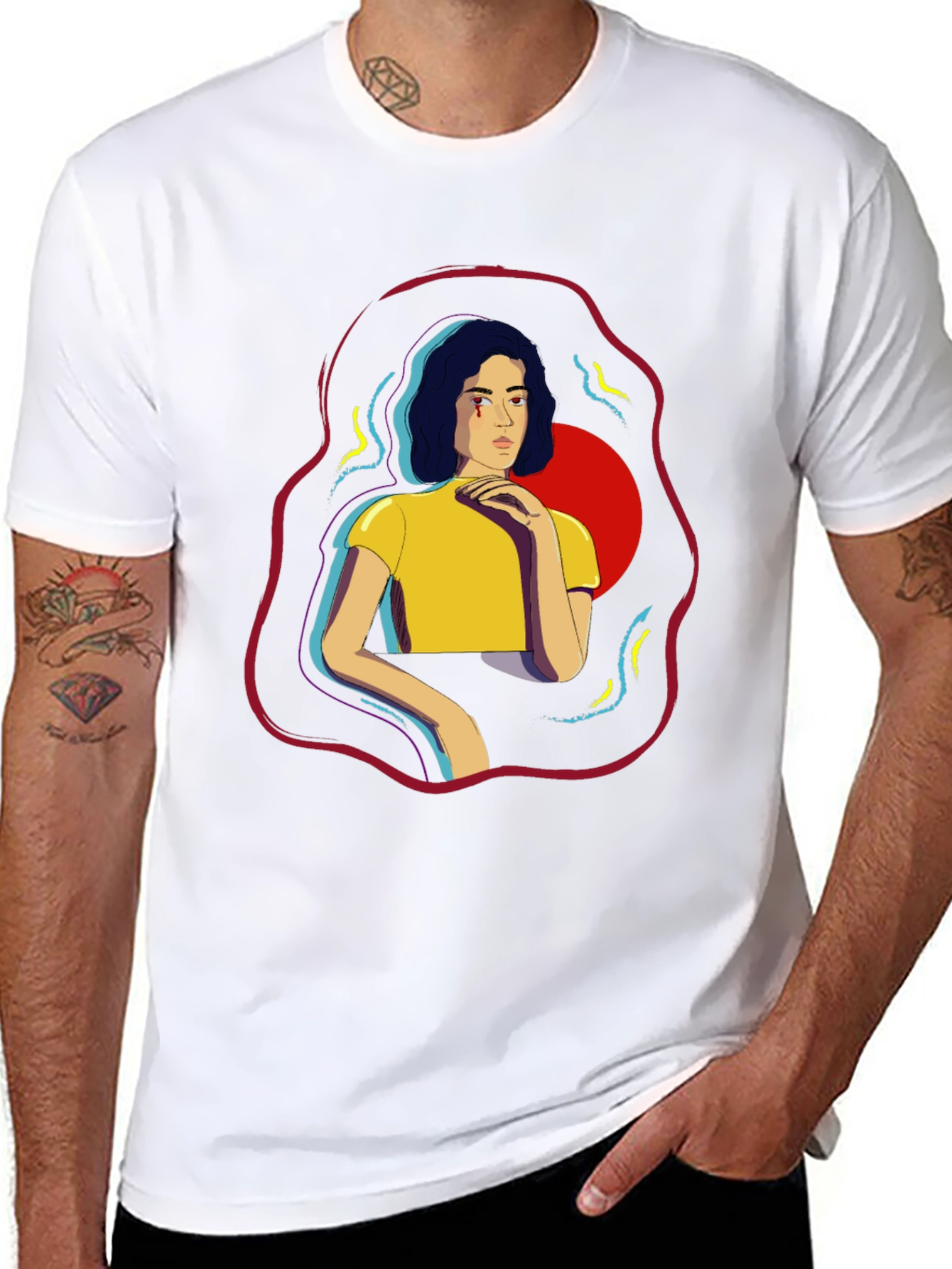 Graphic Print T-Shirt - Abstract Woman Design