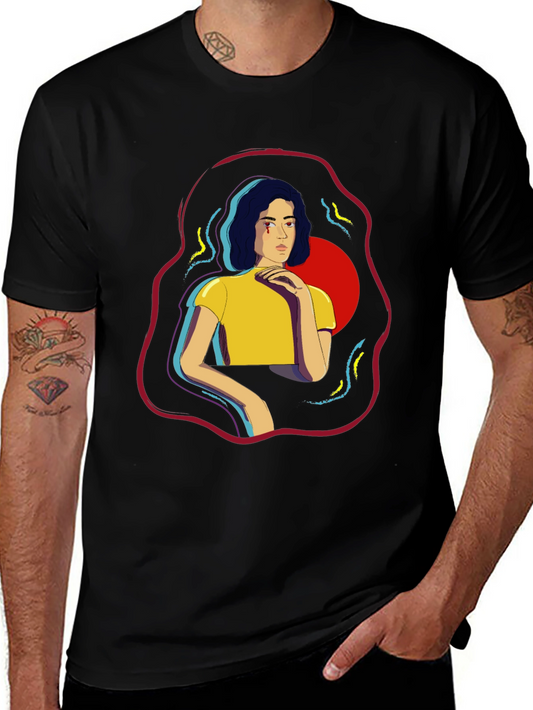 Graphic Print T-Shirt - Abstract Woman Design