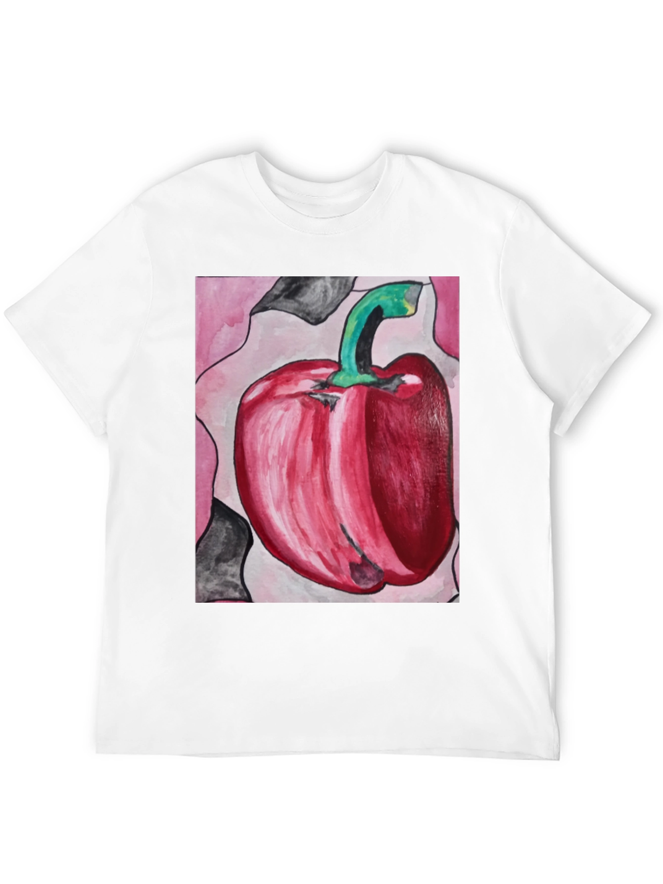Red Pepper Art Graphic Tee - Unisex Black T-Shirt