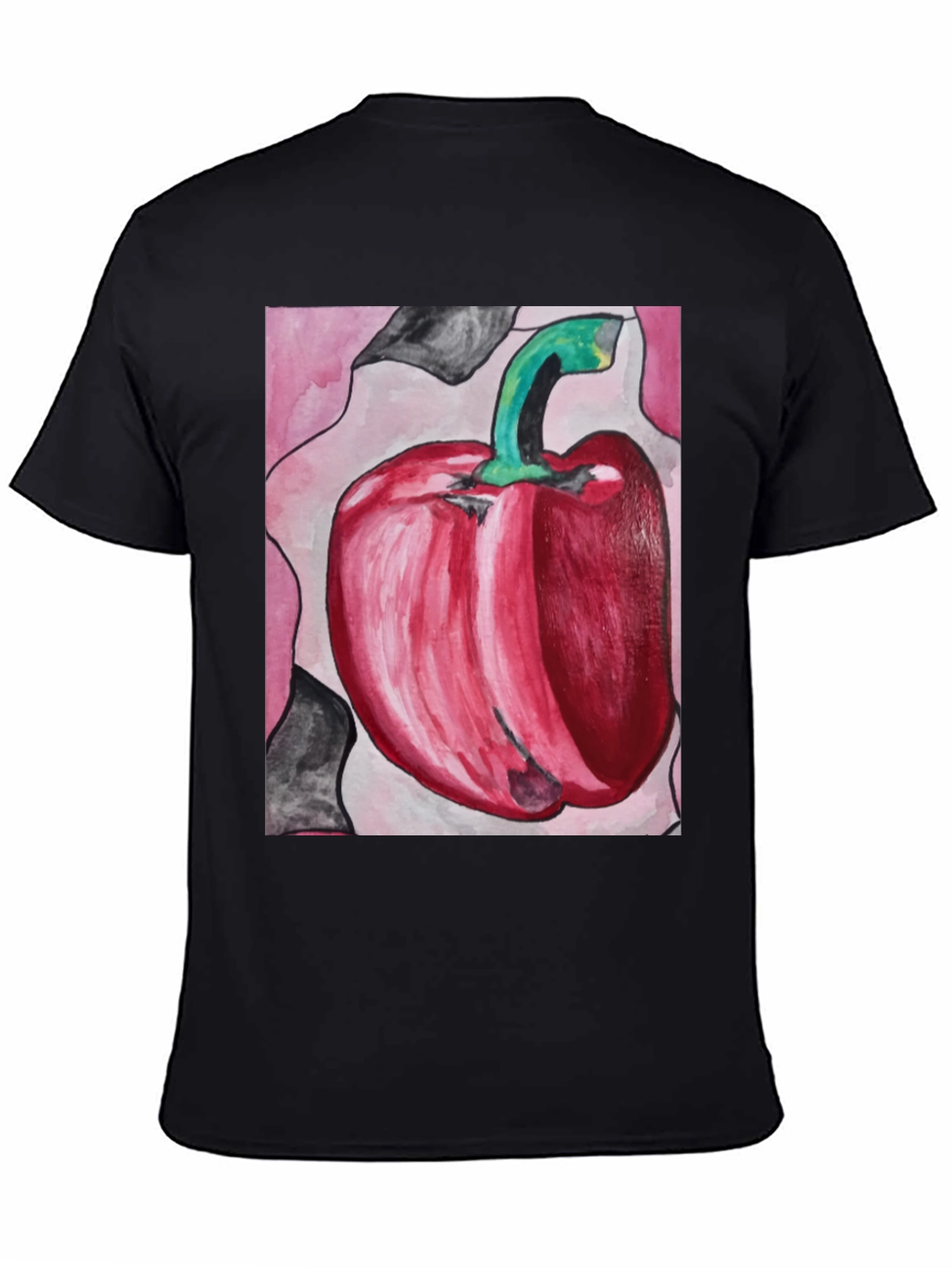 Red Pepper Art Graphic Tee - Unisex Black T-Shirt