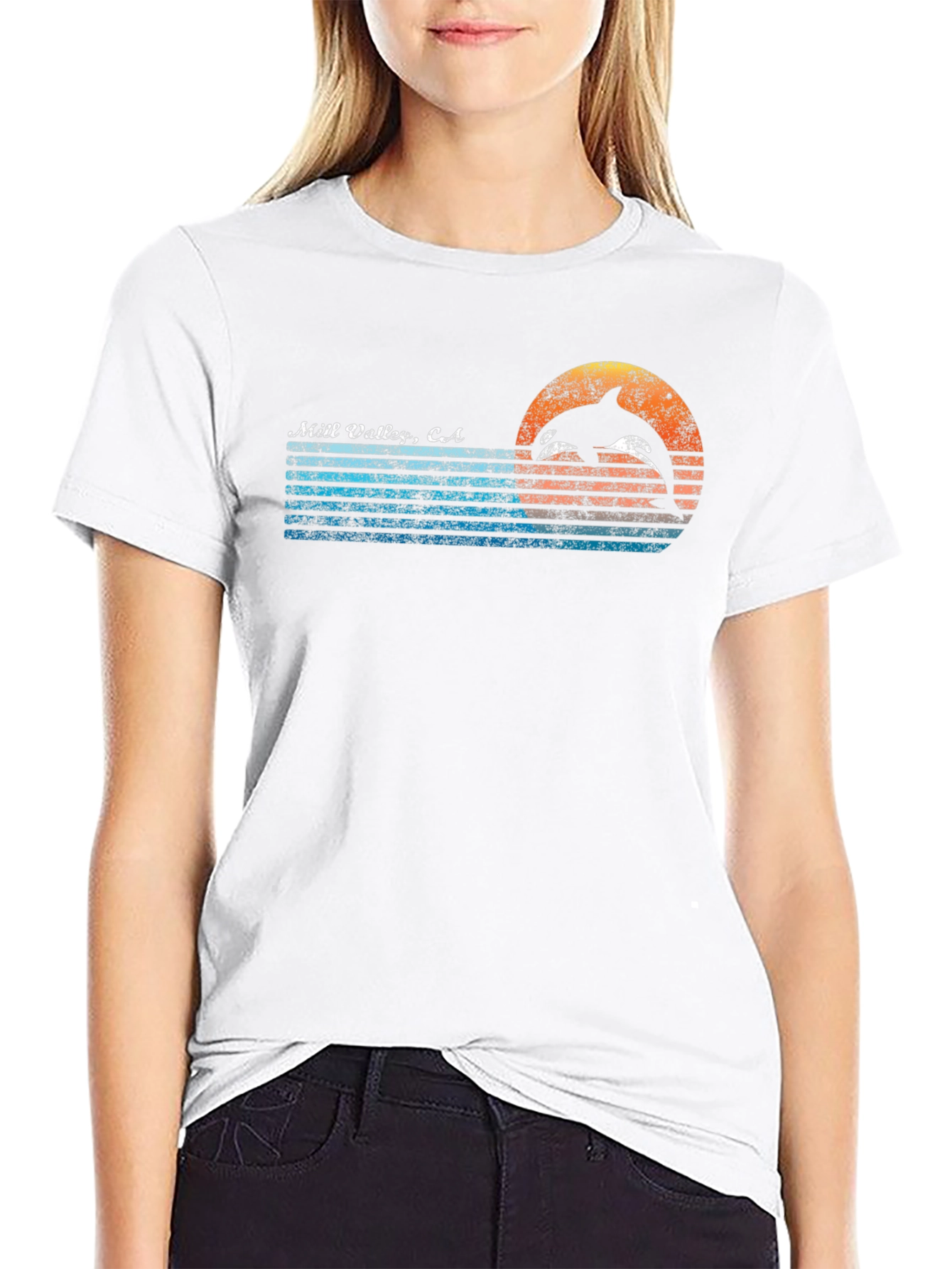 Mill Valley CA Retro Dolphin Graphic Tee