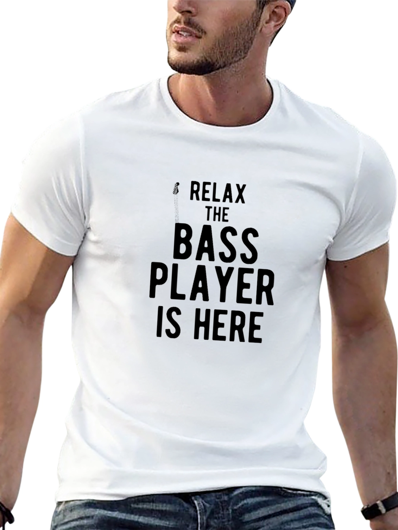 Relax Bass Player Here Black Graphic Tee