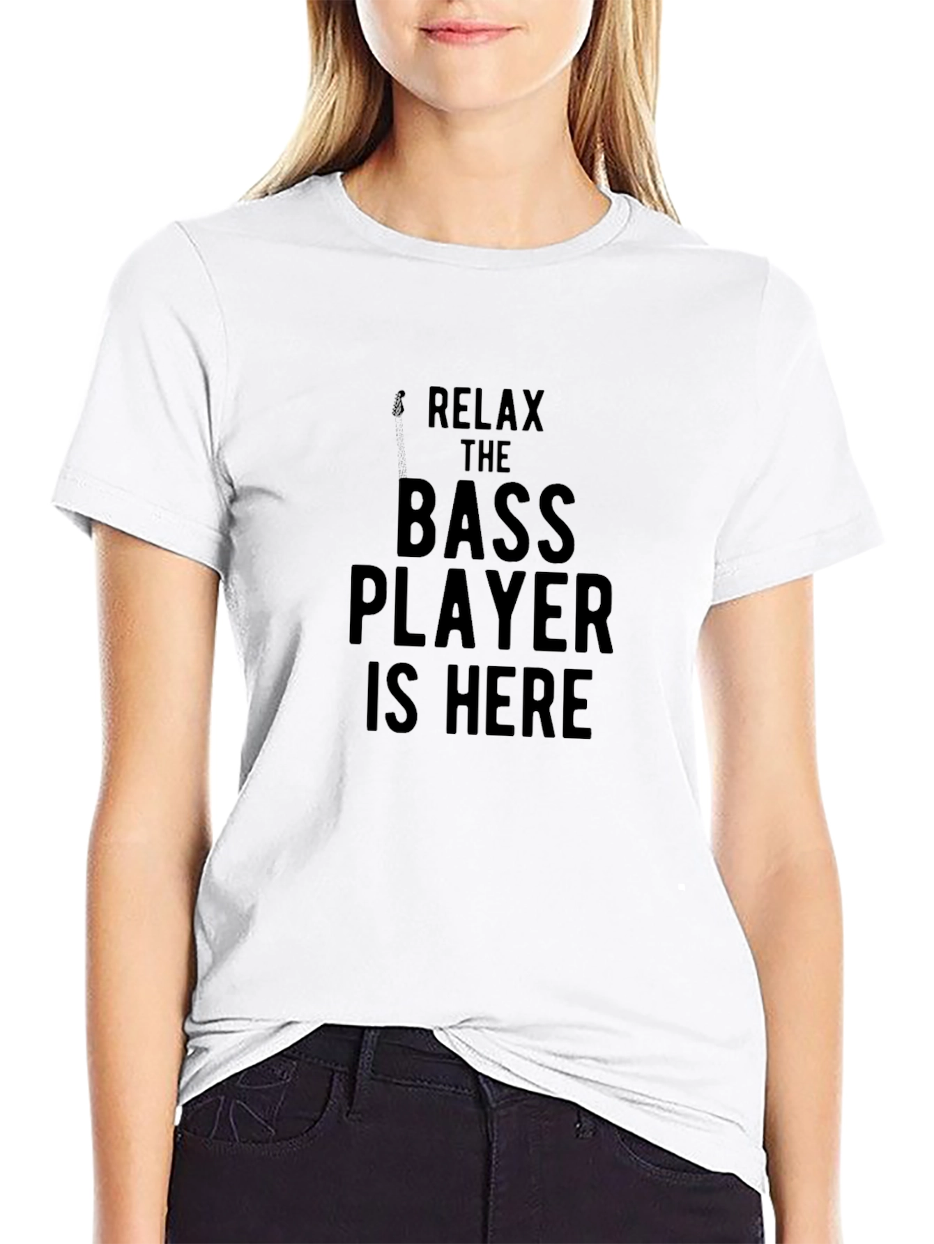 Relax Bass Player Here Black Graphic Tee