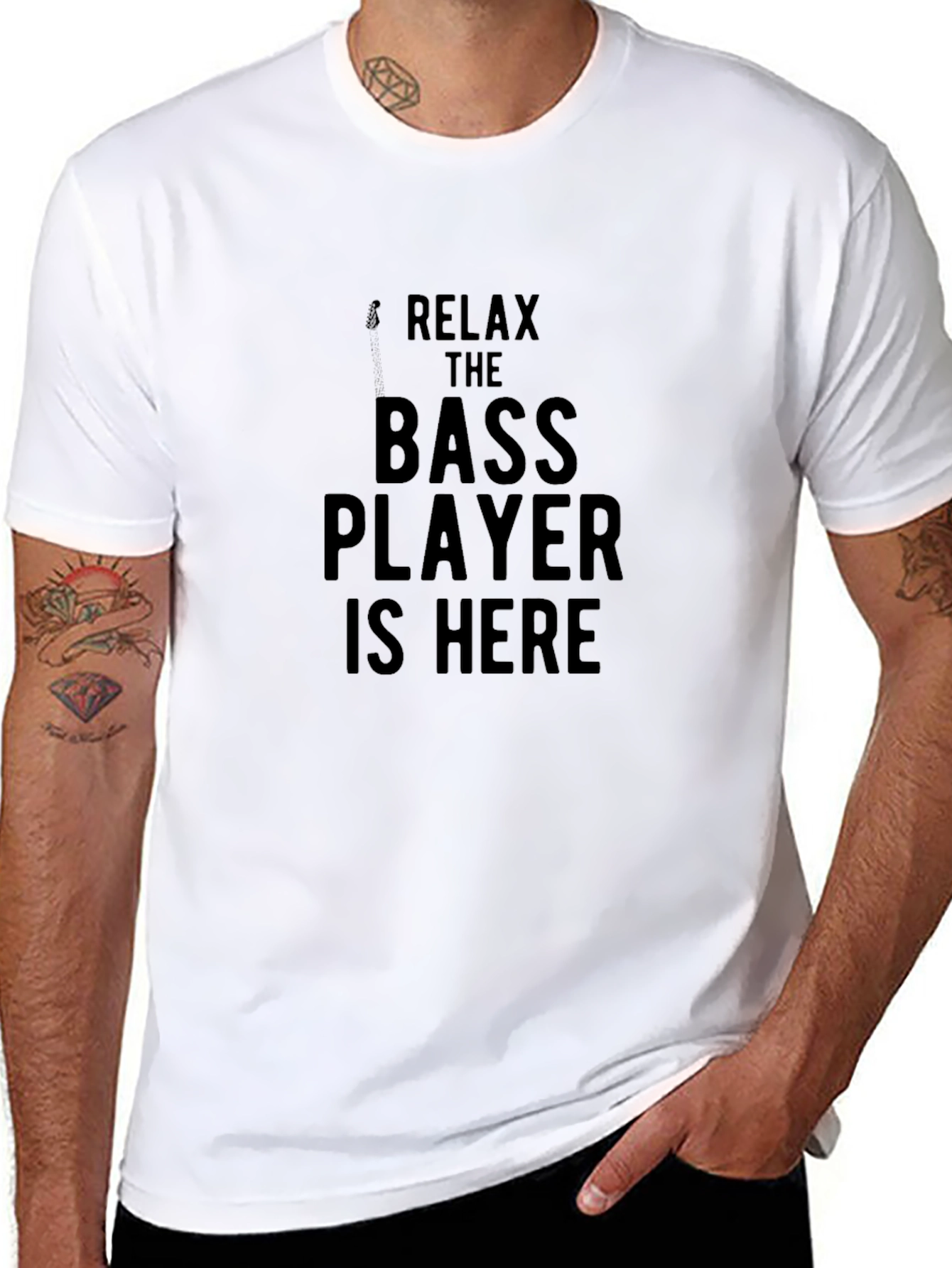 Relax Bass Player Here Black Graphic Tee