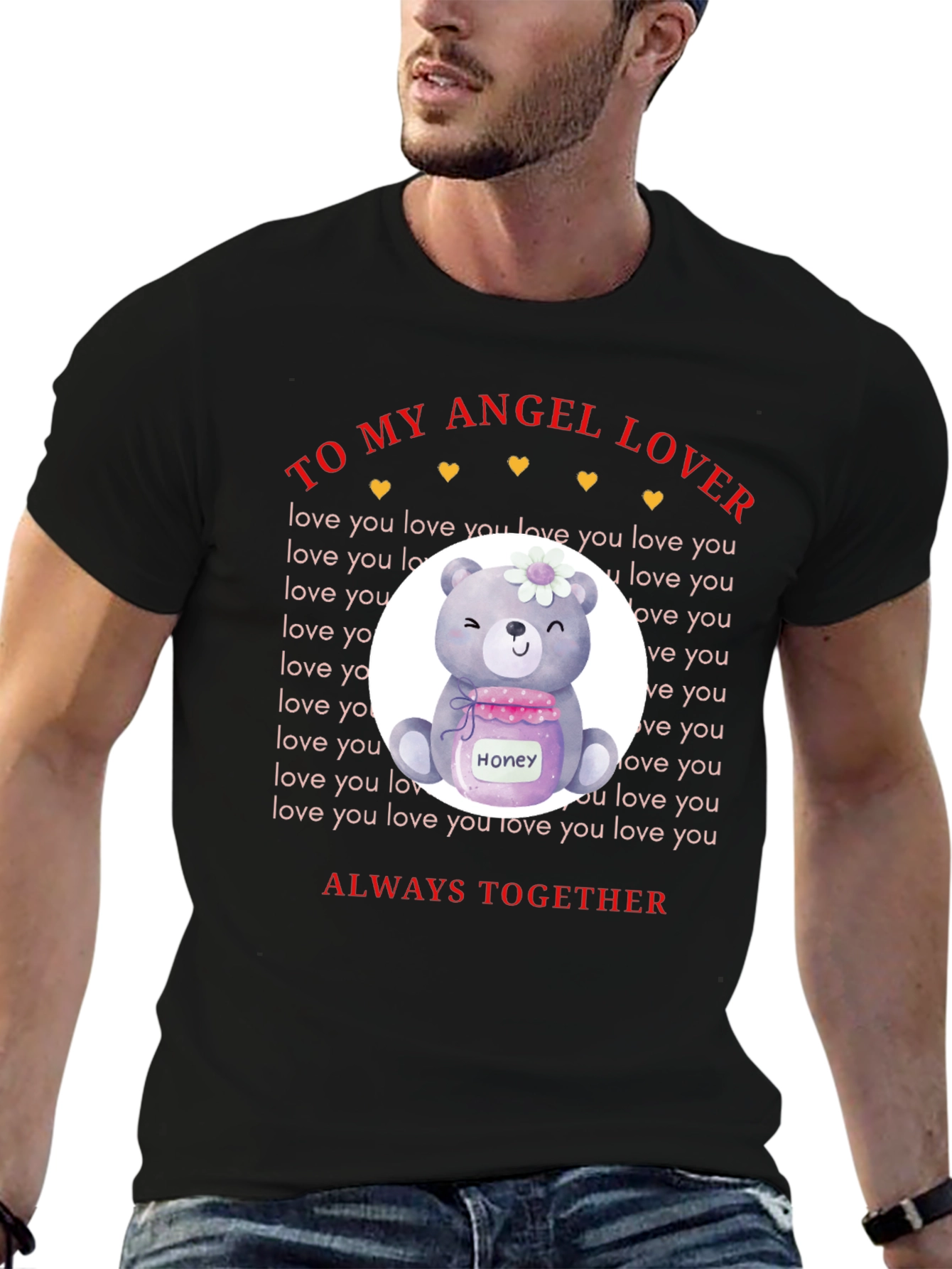 Angel Lover Bear Honey Jar Graphic T-Shirt