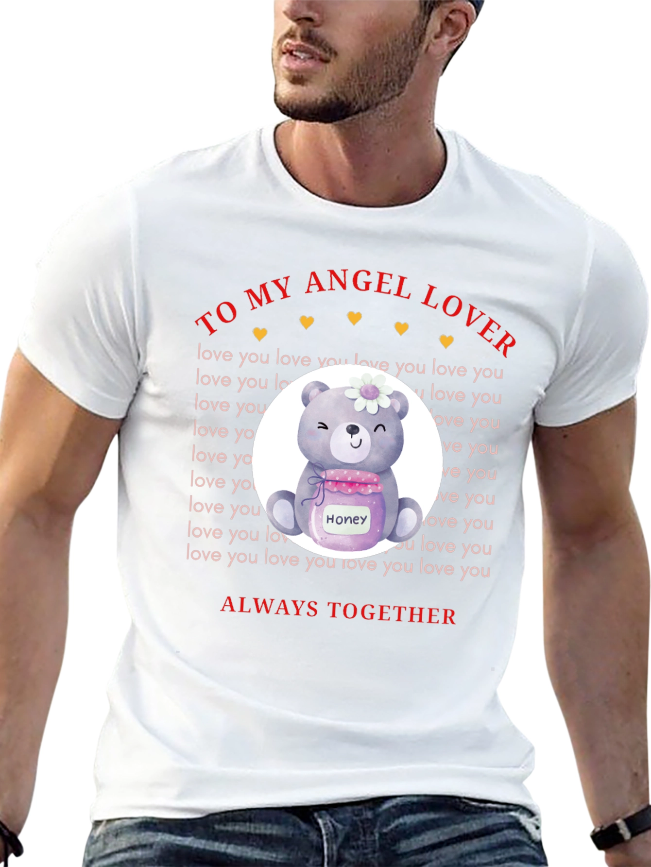 Angel Lover Bear Honey Jar Graphic T-Shirt