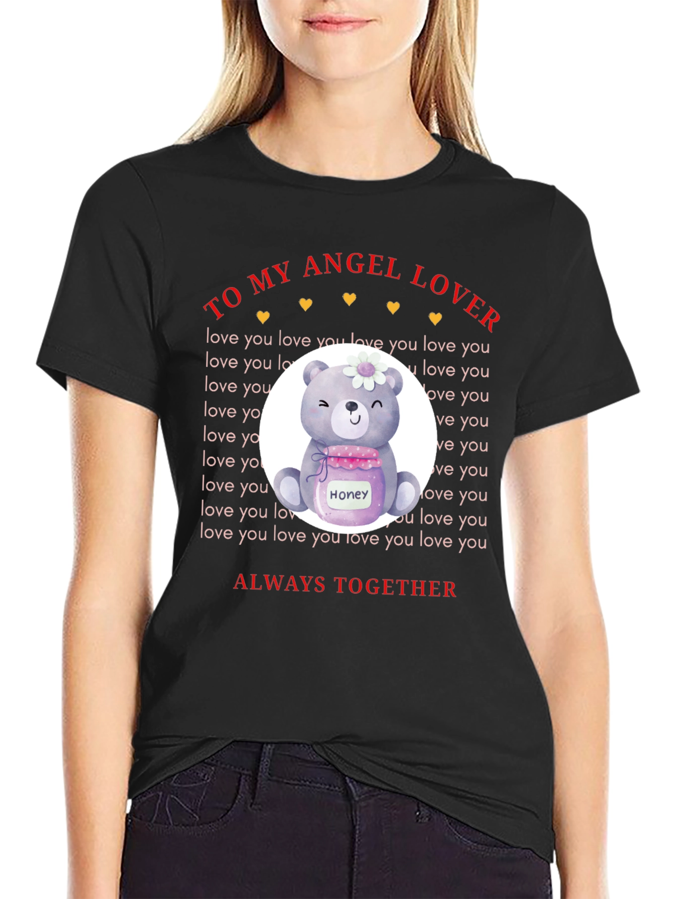 Angel Lover Bear Honey Jar Graphic T-Shirt