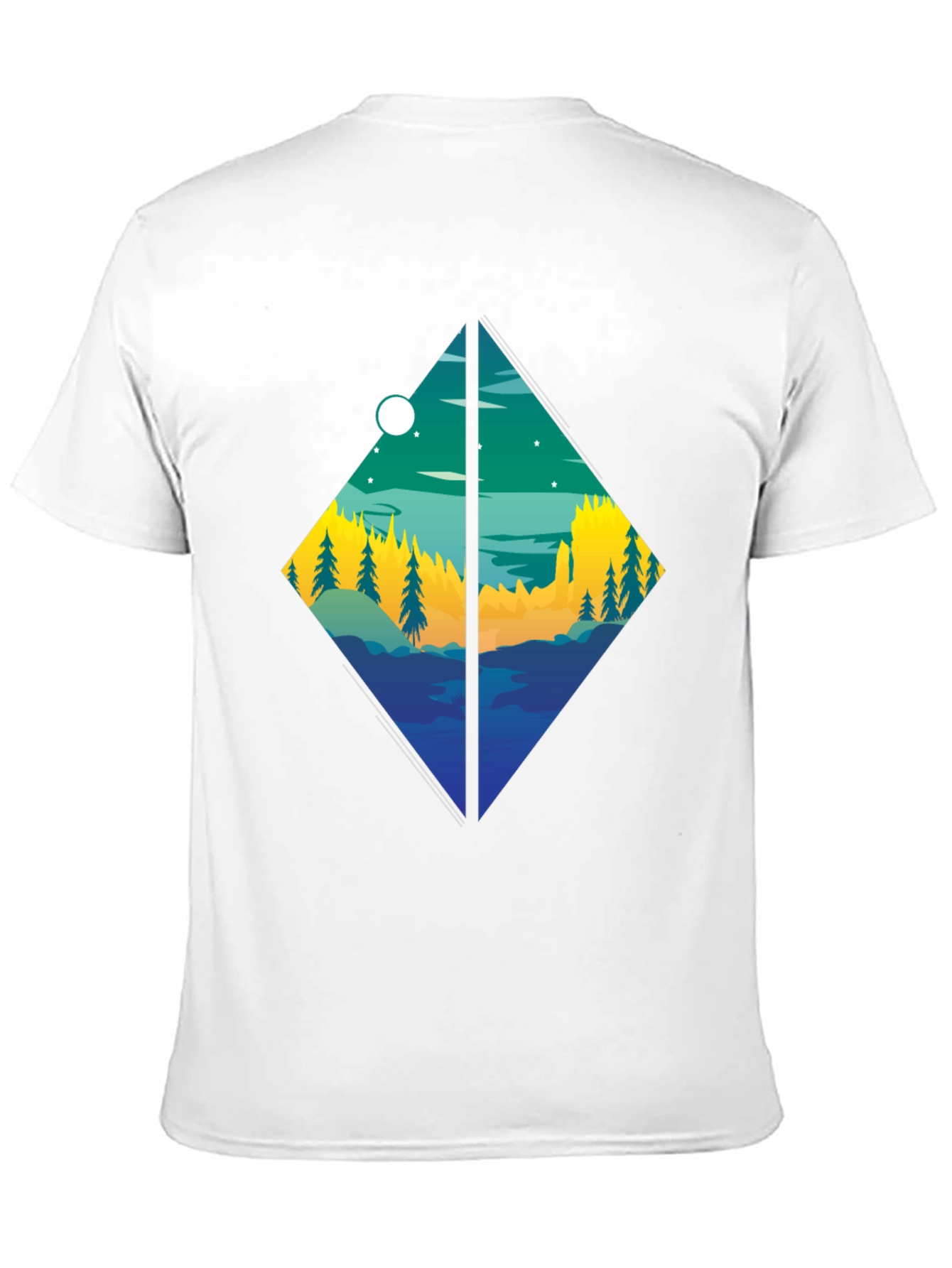 Diamond Landscape Graphic Tee - Stylish Black T-Shirt