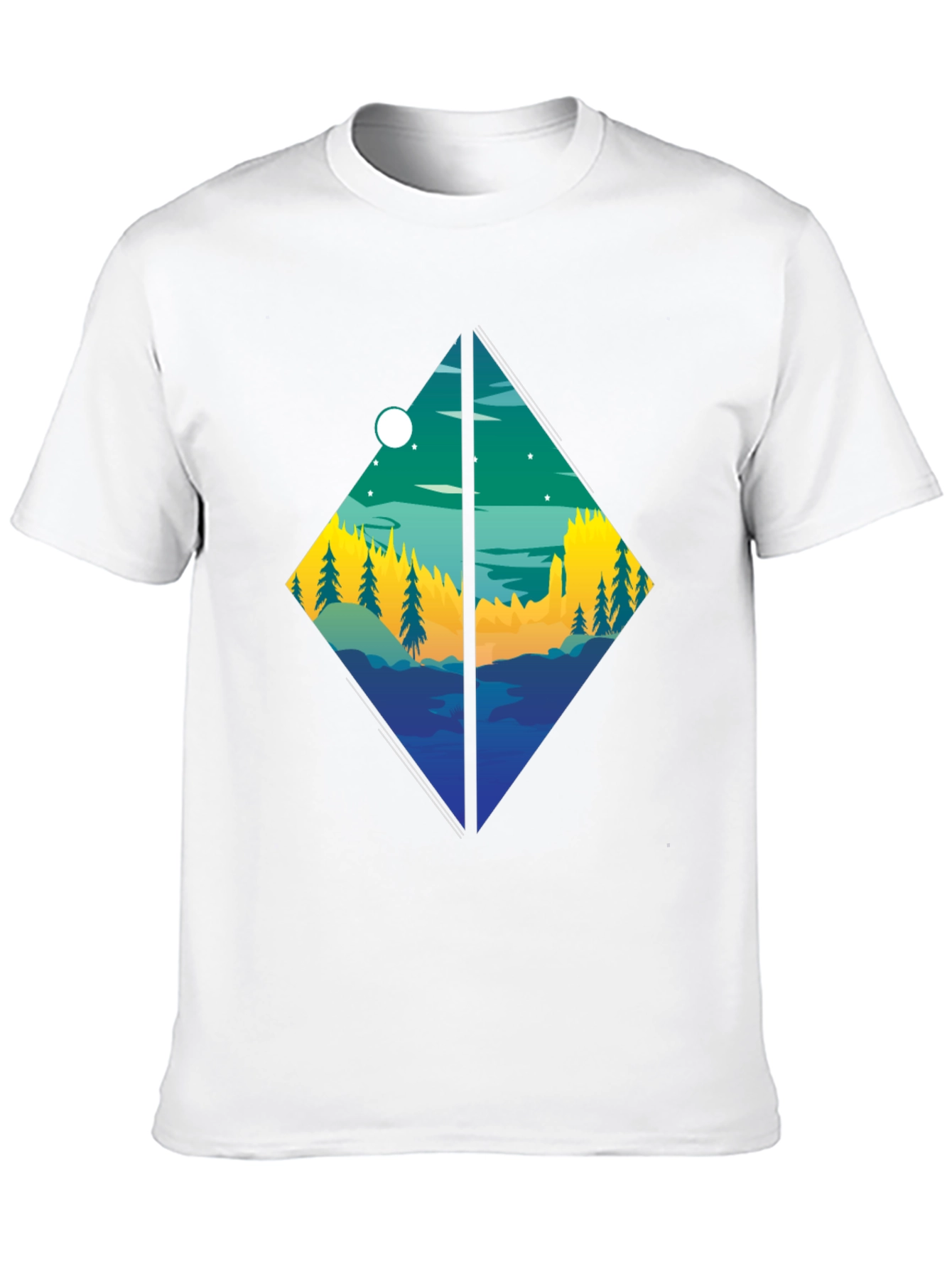 Diamond Landscape Graphic Tee - Stylish Black T-Shirt
