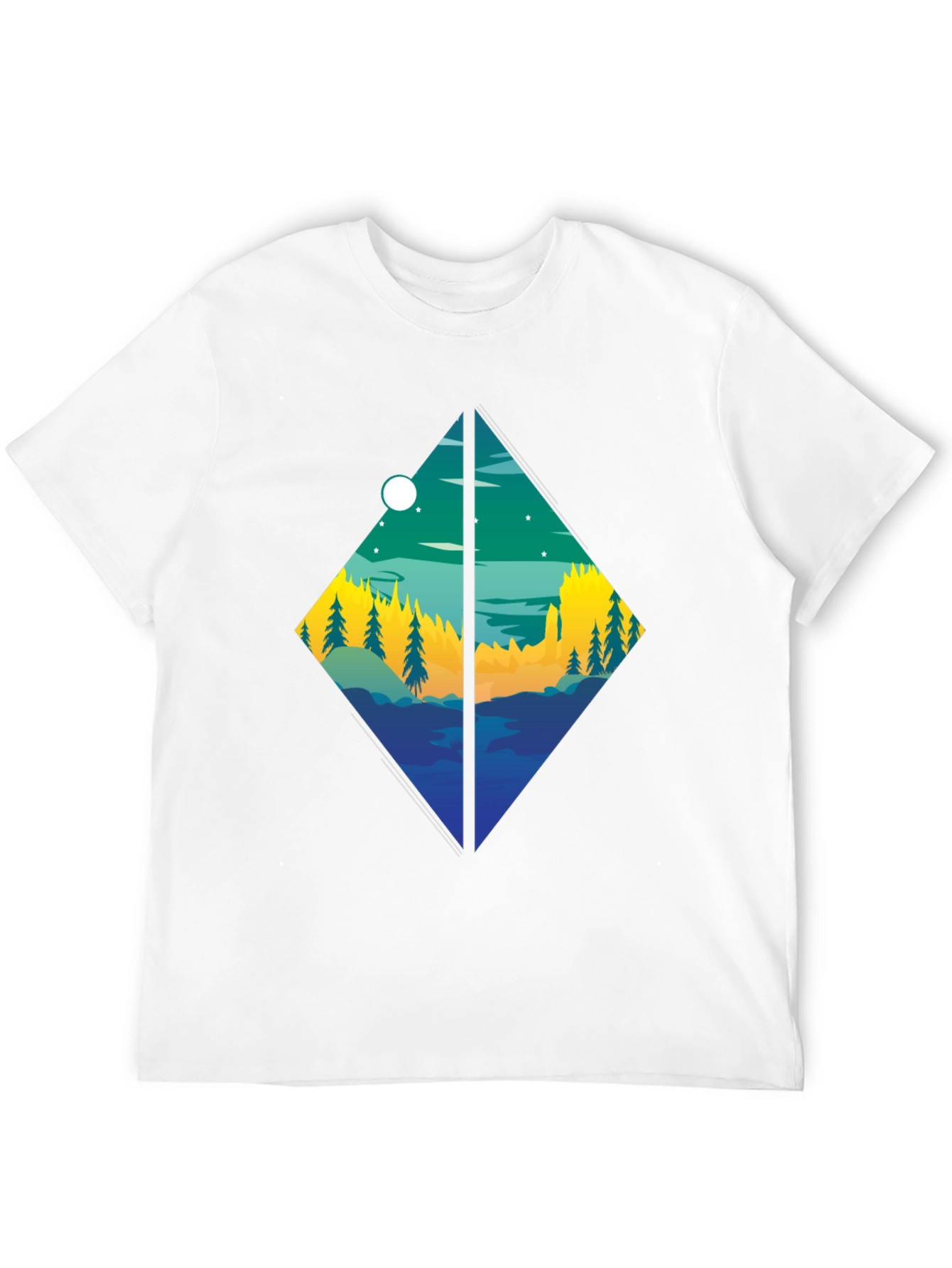 Diamond Landscape Graphic Tee - Stylish Black T-Shirt