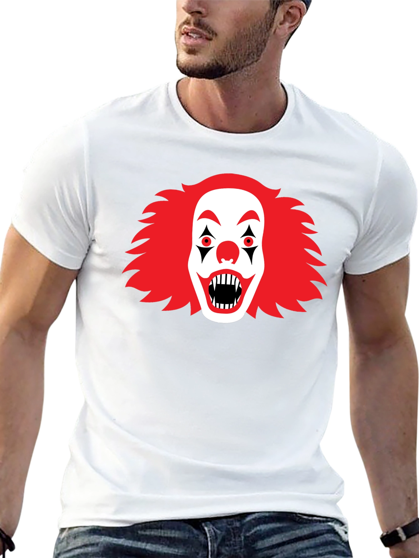 Scary Clown Graphic Tee - Black Halloween T-Shirt