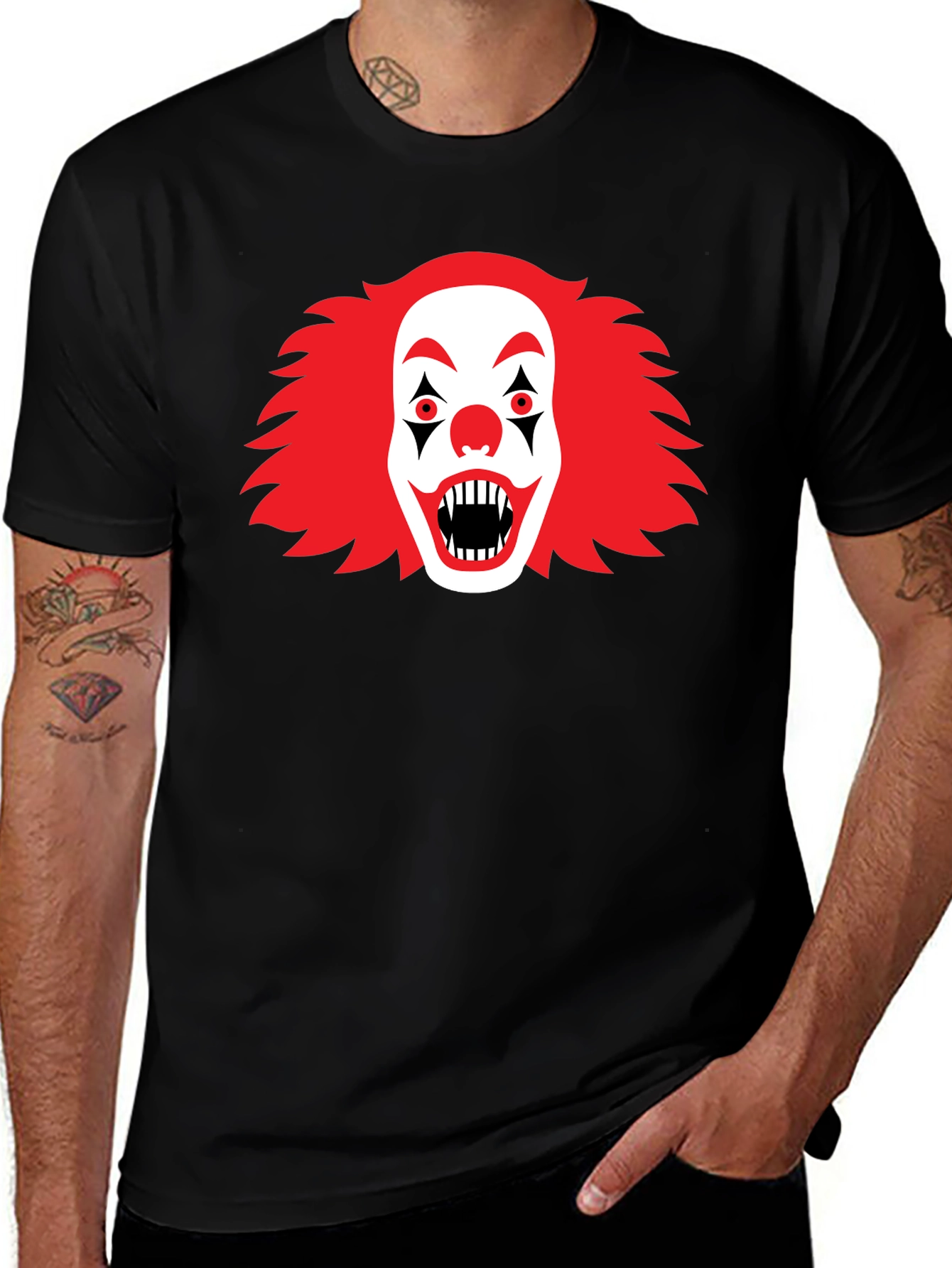 Scary Clown Graphic Tee - Black Halloween T-Shirt